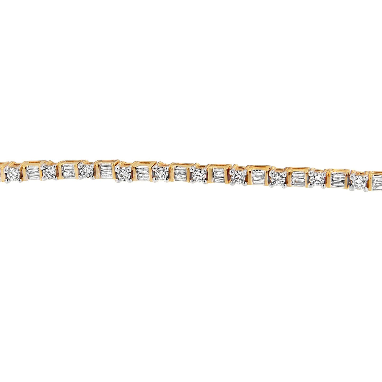 14K Yellow Gold Round and Baguette-Cut Diamond Bracelet (2.00 cttw, H-I Color, SI2-I1 Clarity)…