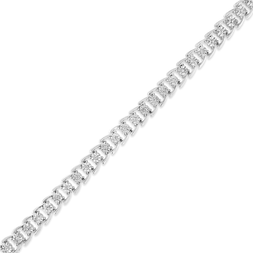 .925 Sterling Silver 1/4 Cttw Miracle Set Round Diamond Composite Open Linked Composite Line Bracelet (I-J Color, I3-Promo Clarity) - 7.5"