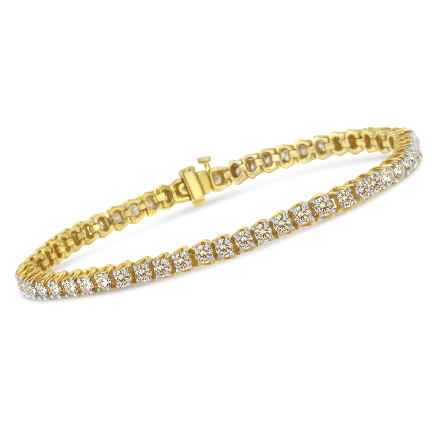 Yellow Gold-Plated Sterling Silver Diamond Certified Tennis Bracelet (5.00 cttw, J-K Color, I1-I2 Clarity)