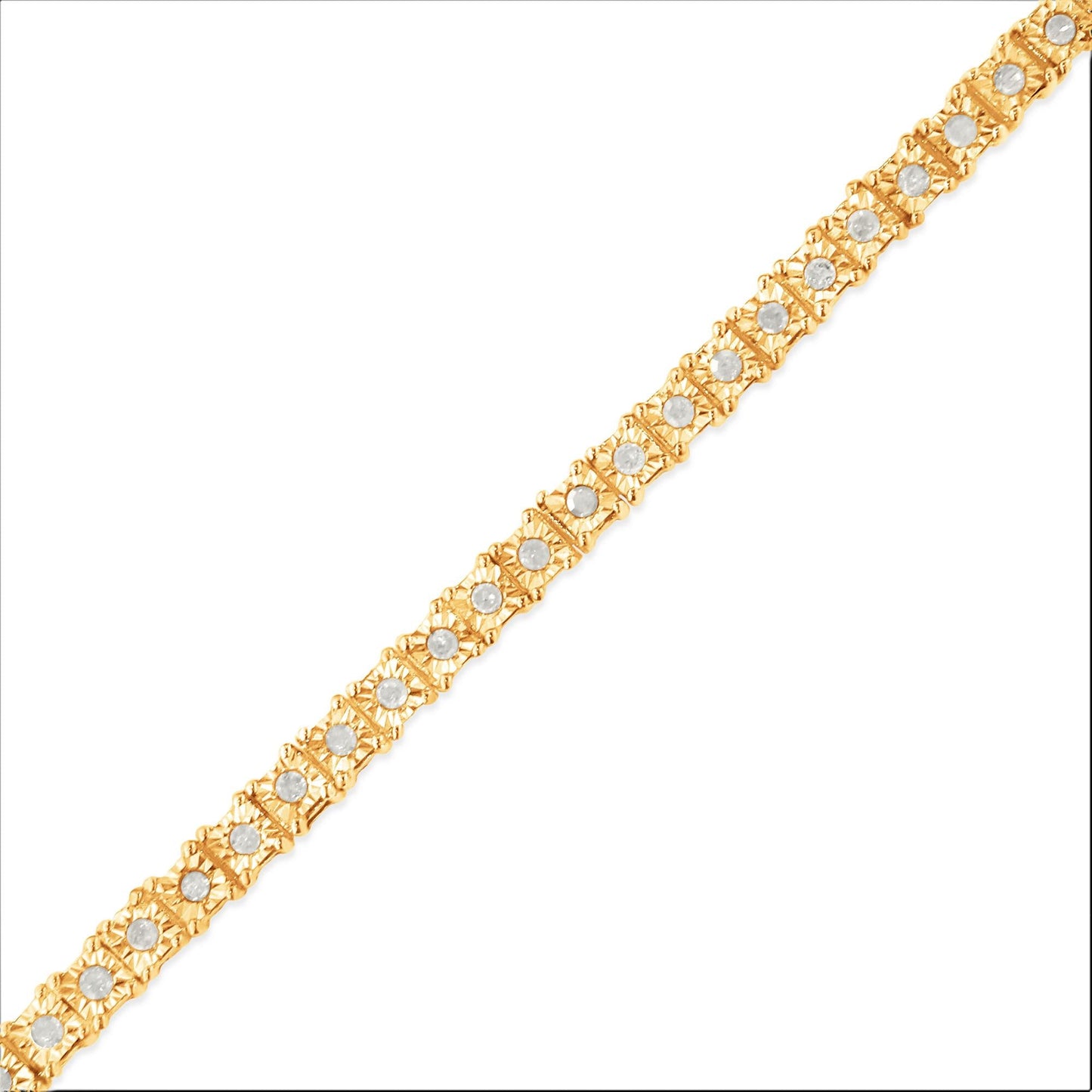 .925 Sterling Silver 1.0 Cttw Diamond Square Frame Miracle-Set Tennis Bracelet (I-J Color, I3 Clarity) - 8"