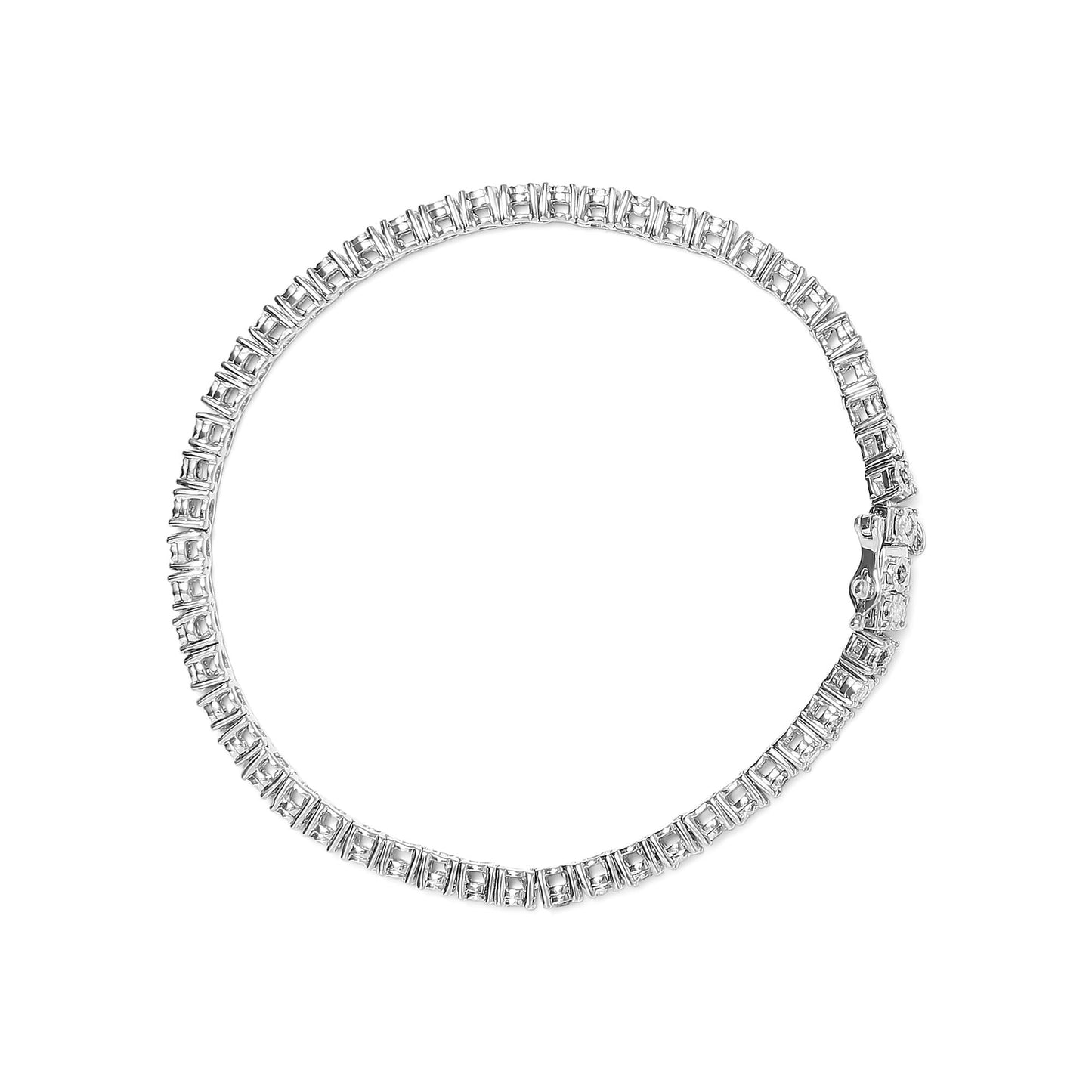 .925 Sterling Silver 1.0 Cttw with Alternating Round White Diamond and Round Treated Black Diamond Tennis Bracelet (Black and I-J Color, I3 Clarity) - Size 7" Inches