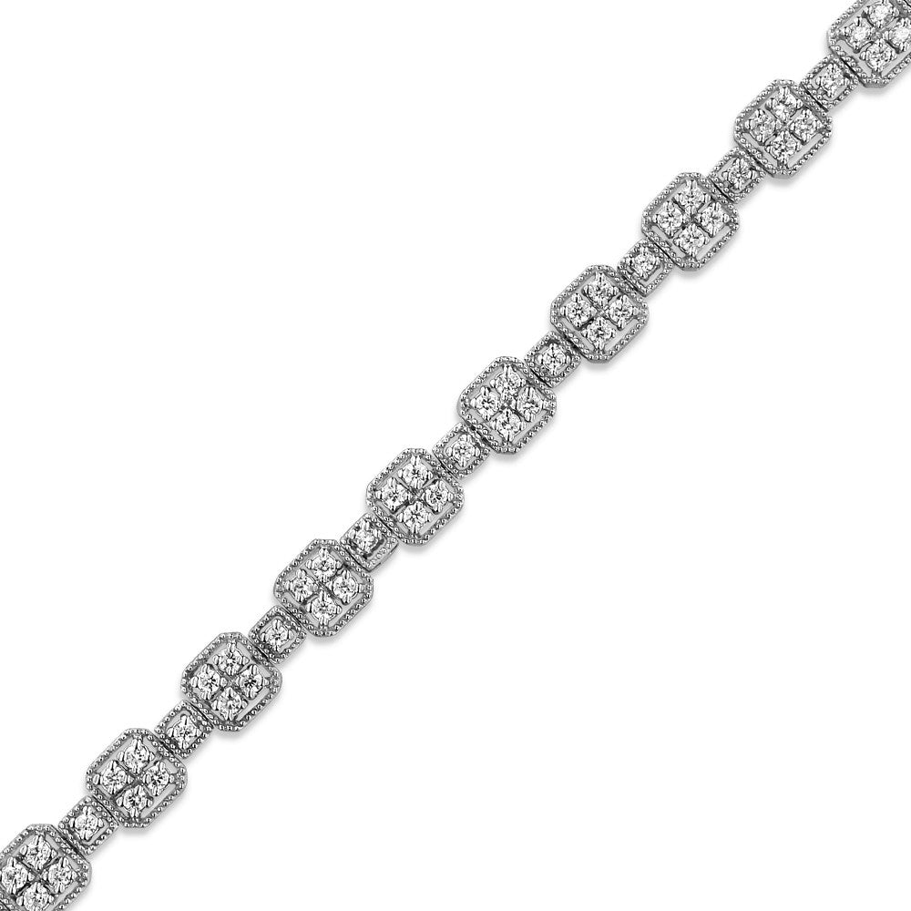 10K Gold 2.0 Cttw Diamond Square Link Bracelet (J-K Color, I2-I3 Clarity) - Size 7.25"