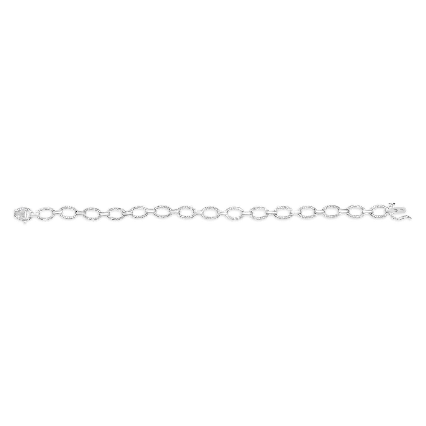 .925 Sterling Silver 1/2 Cttw Diamond   Oval Link Bracelet (I-J Color, I3 Clarity) -  Size 7.25