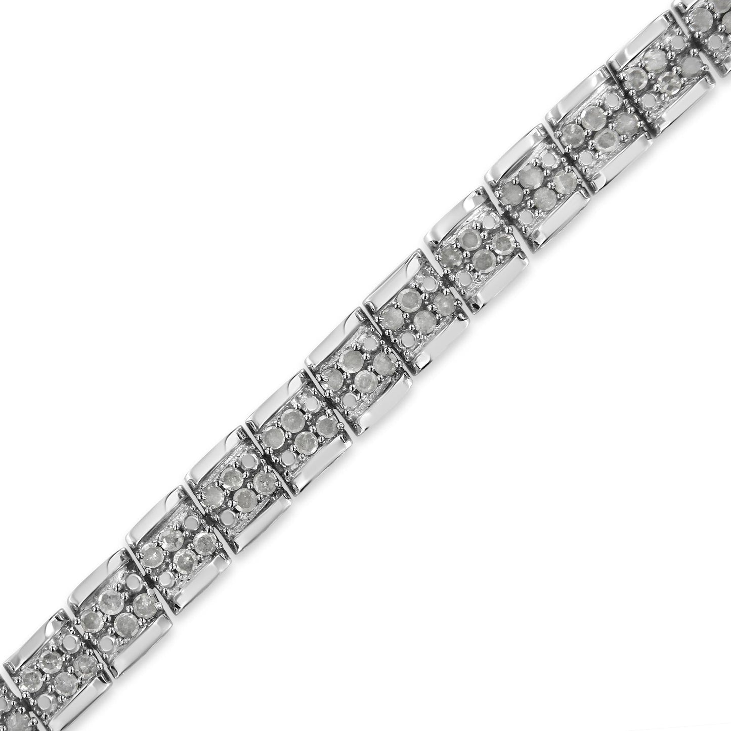 .925 Sterling Silver 2.0 Cttw Diamond 7" Round Miracle Plate Link Bracelet (I-J Color, I2-I3 Clarity)