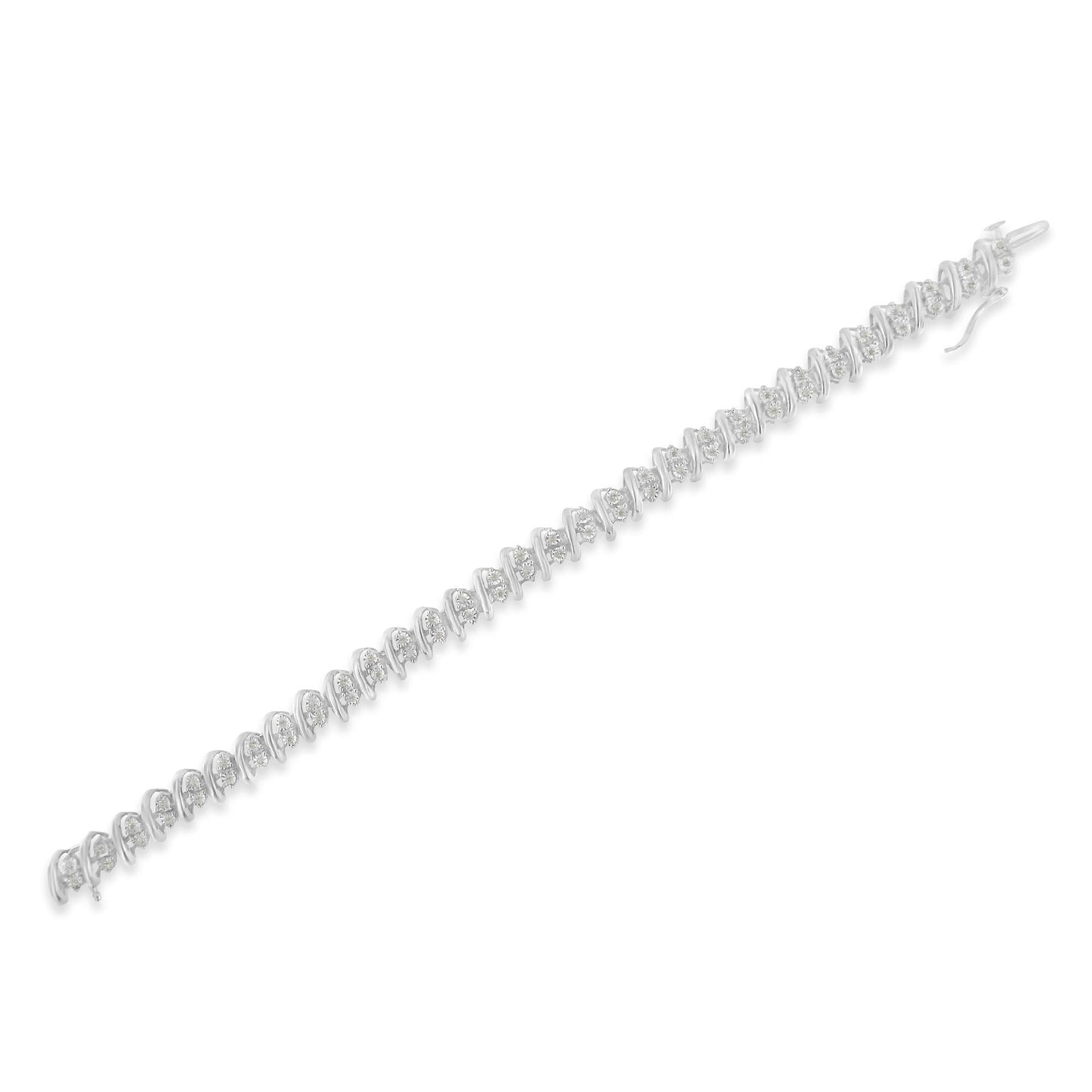 Sterling Silver 1ct TDW Rose-cut Double Diamond S-Link Bracelet ( I-J, I3-Promo)