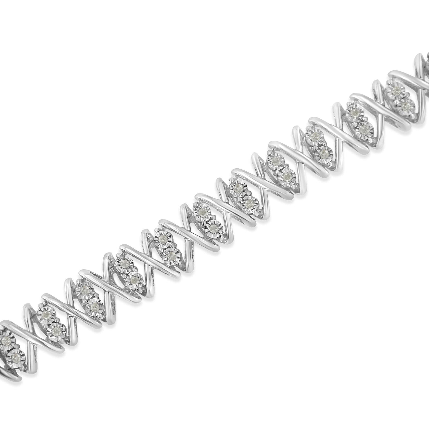 .925 Sterling Silver 2.0 Cttw Rose Cut Diamond X Link Tennis Bracelet (I-J Color, I2-I3 Clarity) - 7”