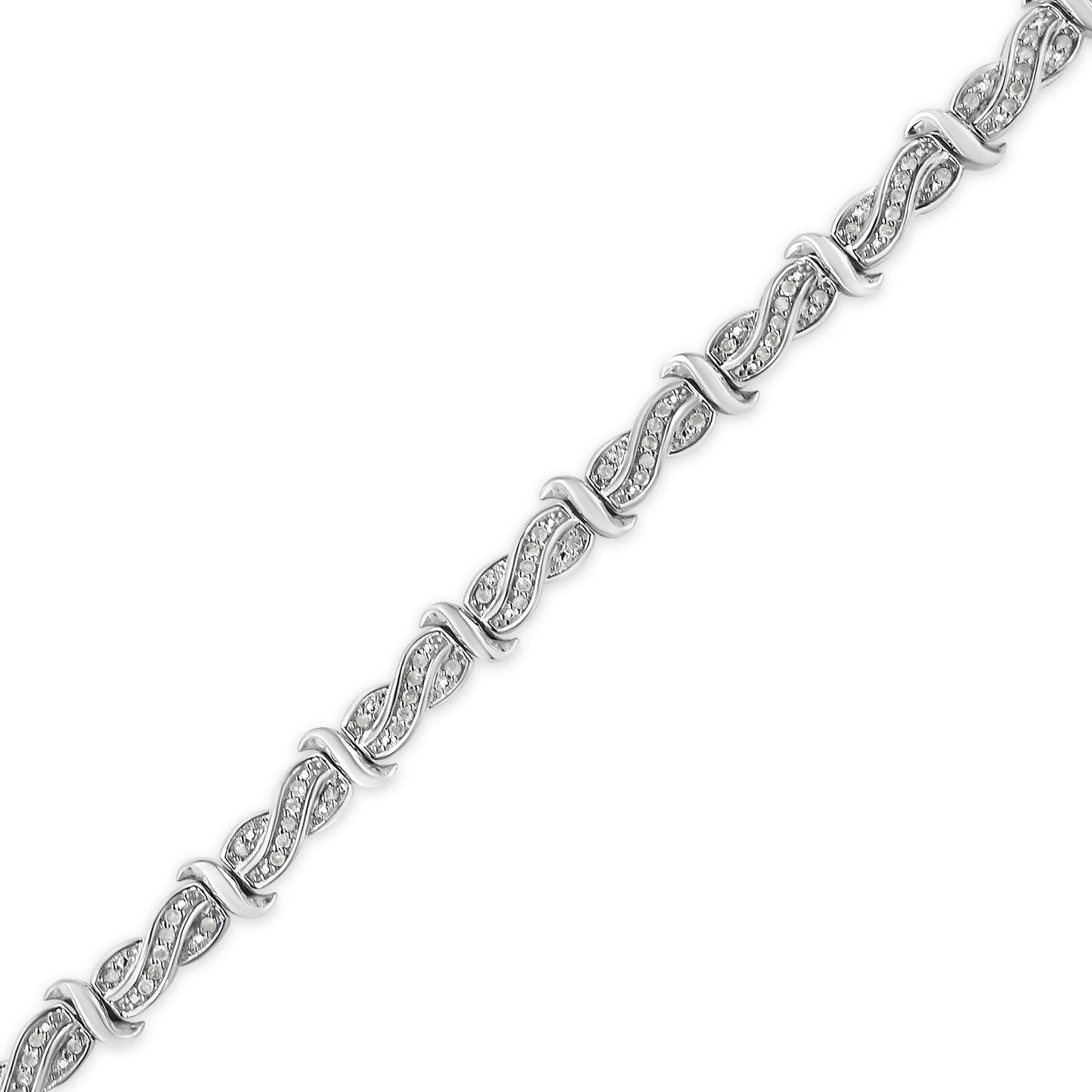 .925 Sterling Silver 1.0 Cttw Diamond Infinity & S Link Tennis Bracelet (I-J Color, I3 Clarity) - 7-1/4”