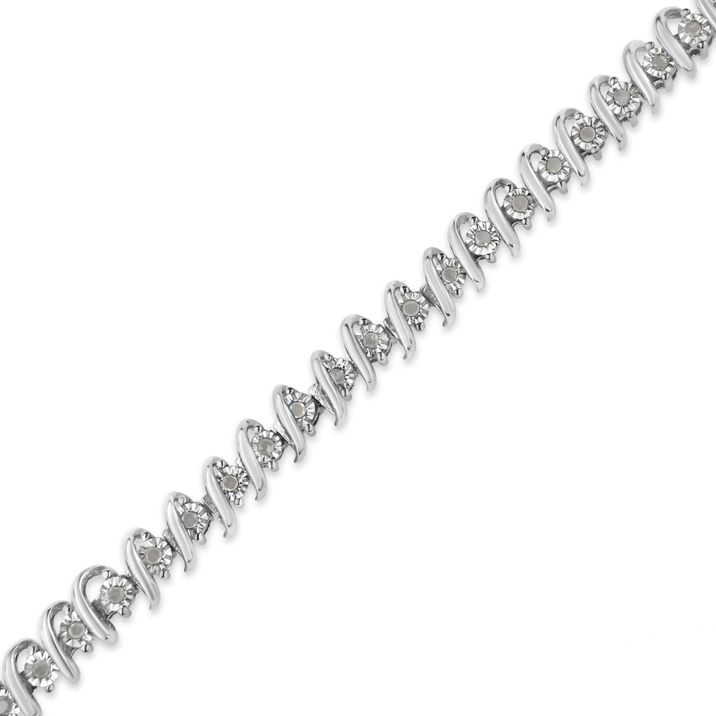 .925 Sterling Silver 1/2 Cttw Diamond S Link Tennis Bracelet (I-J Color, I3 Clarity)