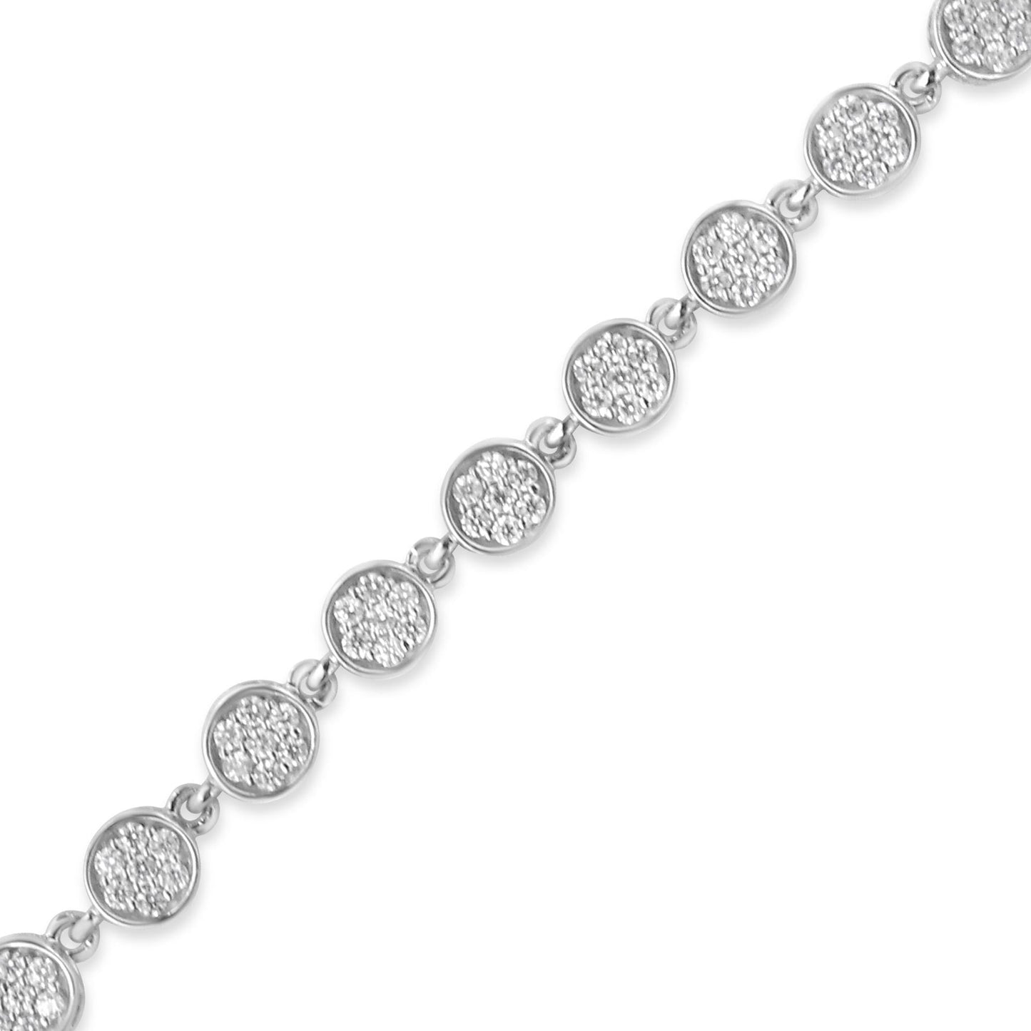 .925 Sterling Silver 2.0 Cttw Round Diamond Link Bracelet (G-H Color, I1-I2 Clarity) - 7.25"