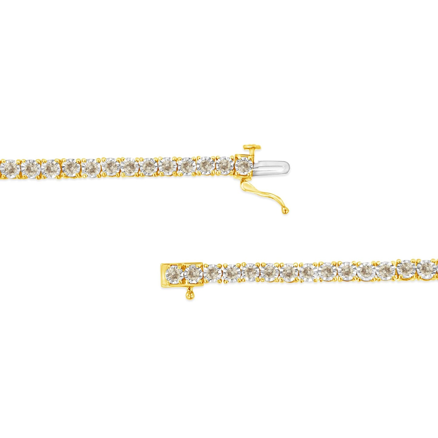 14K Yellow Gold Plated .925 Sterling Silver 3.0 Cttw Miracle-Set Diamond Tennis Bracelet (L-M Color, I2-I3 Clarity) - 7.25"