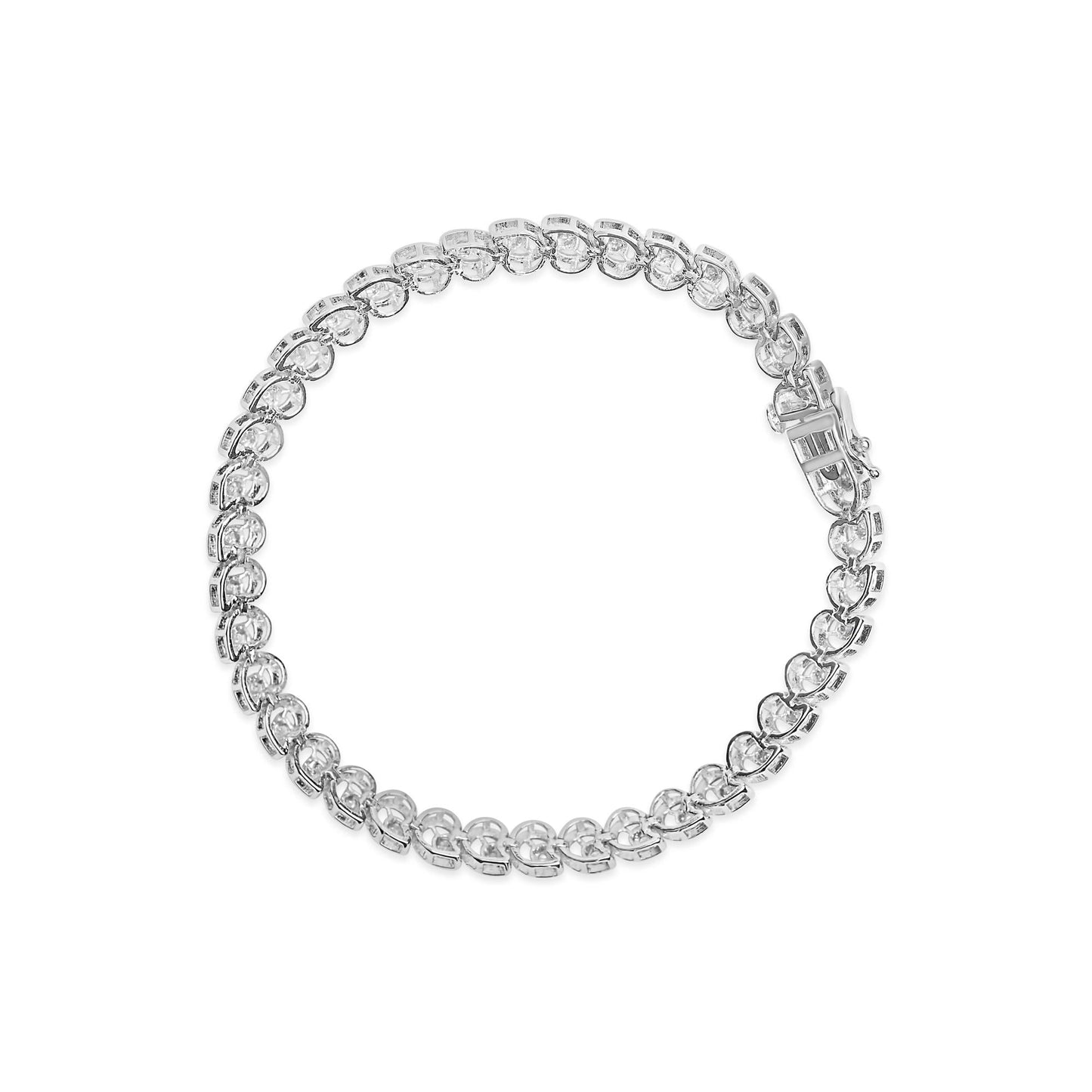 .925 Sterling Silver 1/4 Cttw Diamond "C" Link Bracelet (I-J Color, I2-I3 Clarity) - 7.25" Inches