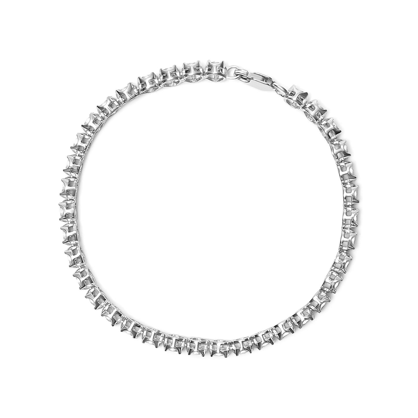 .925 Sterling Silver 1/4 Cttw Miracle-Set Diamond Starburst Round Link Tennis Bracelet (I-J Color, I2-I3 Clarity) - Size 7.25"