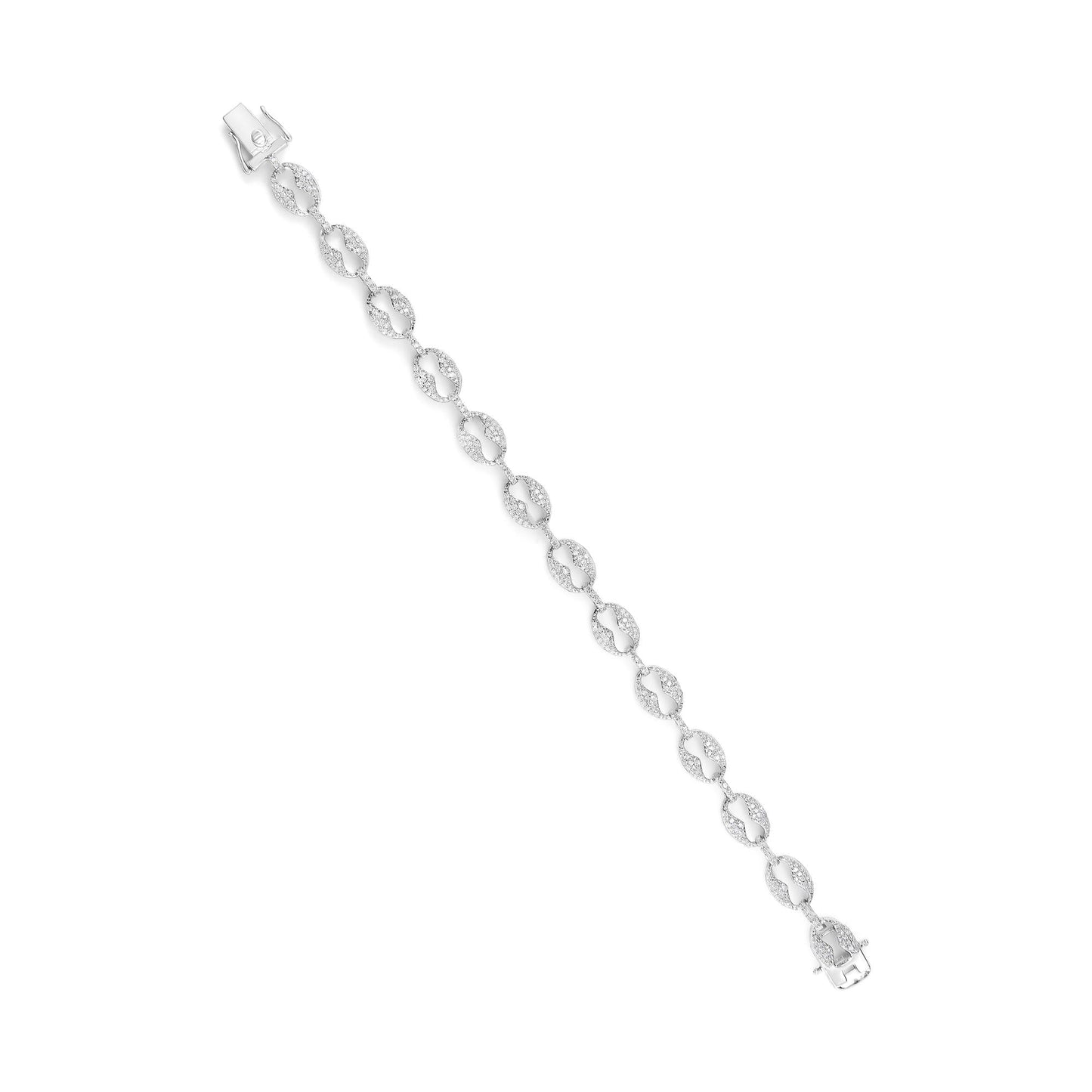 14K White Gold 1 1/2 Cttw Round Diamond Set Link Bracelet (I-J Color, I1-I2 Clarity) - 7"