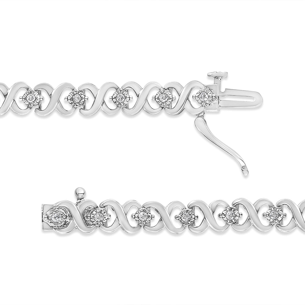 .925 Sterling Silver 1/3 Cttw Miracle Plate Round-Cut Diamond Infinity Link Bracelet  (I-J Color, I3 Clarity)  - Size 7.25"