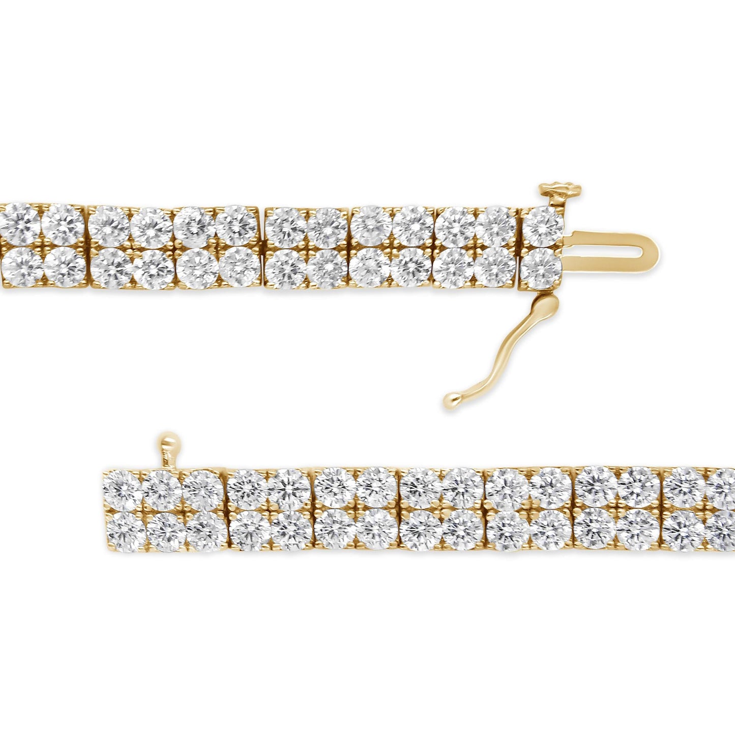 14K Yellow Gold 10.0 Cttw Diamond 2 Row Tennis Bracelet (L-M Color, I2-I3 Clarity) - Size 7.25 Inches