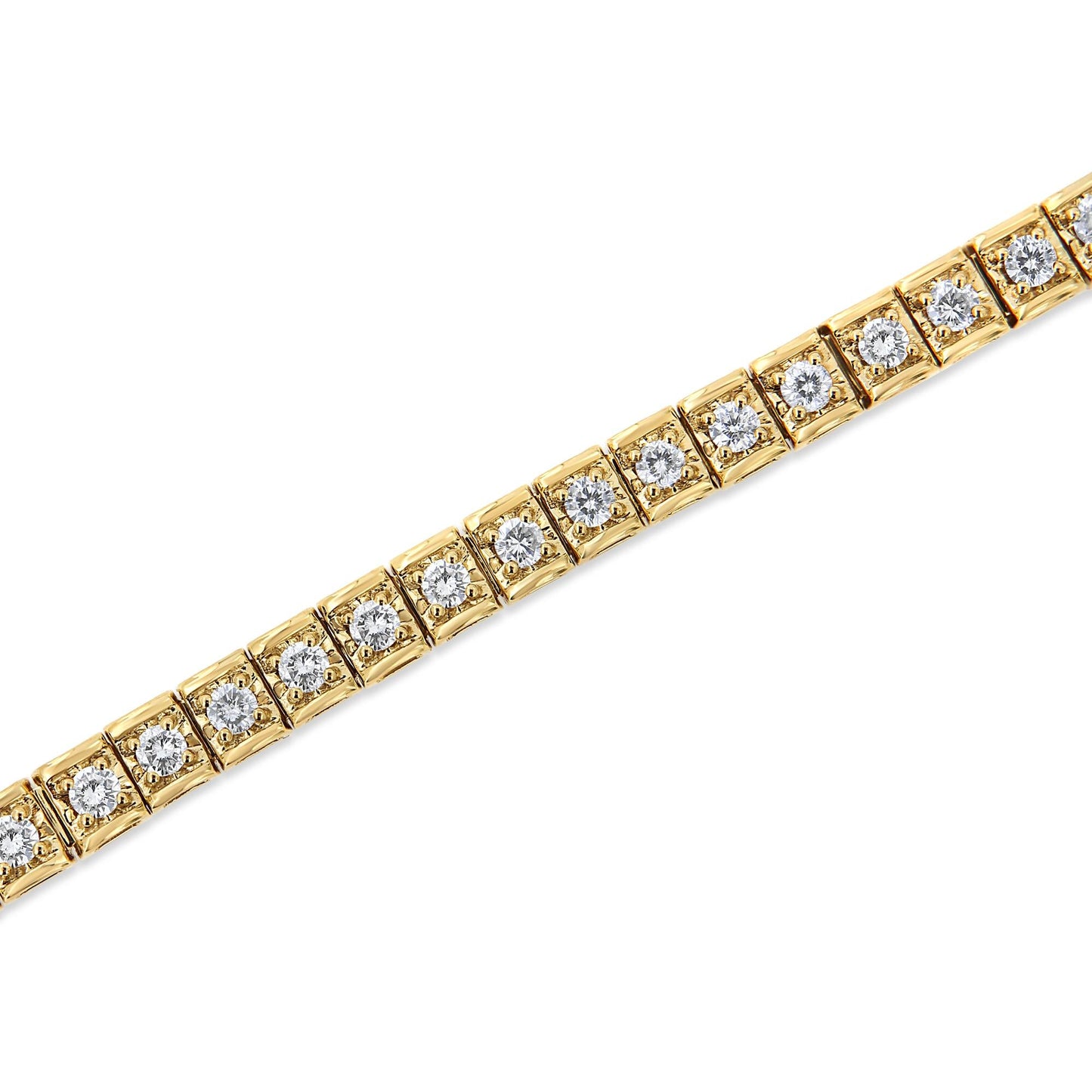 10K Yellow Gold 4.00 Cttw Round-Cut Diamond Link 7.25" Bracelet (K-L Color, I1-I2 Clarity)