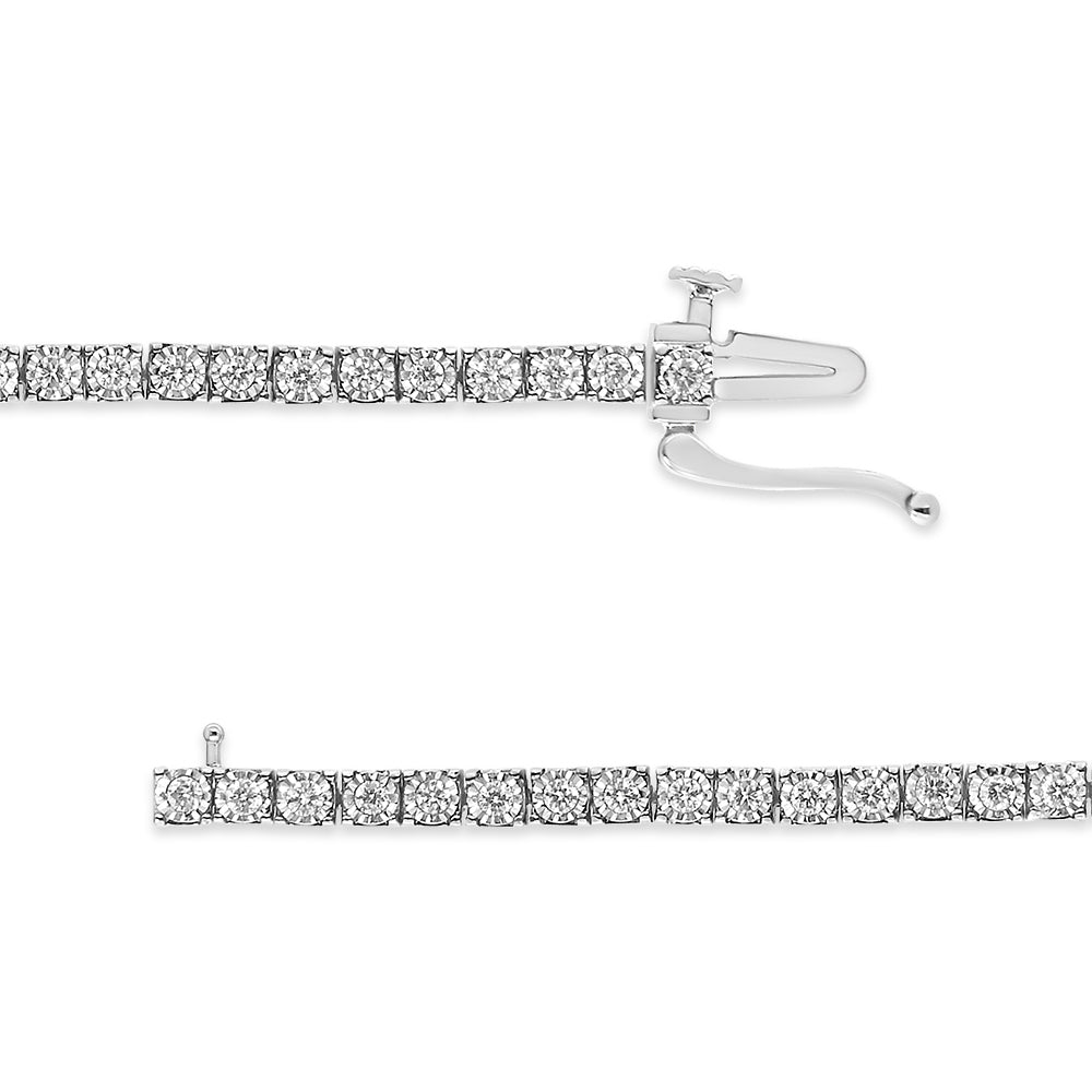 .925 Sterling Silver 1.0 Cttw Miracle Set Round-Cut Lab Grown Diamond Illusion Tennis Bracelet (F-G Color, VS2-SI1 Clarity) Size 7"