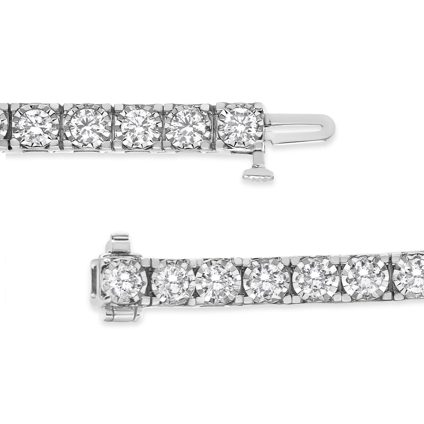 14K White Gold 5.0 Cttw Miracle Set Round-Cut Lab Grown Diamond Illusion 7" Tennis Bracelet (F-G Color, VS2-SI1 Clarity)