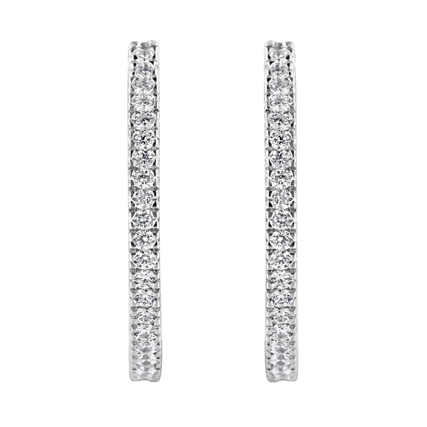 14KT White Gold 1 cttw Diamond Hoop Earrings (H-I, I1-I2)