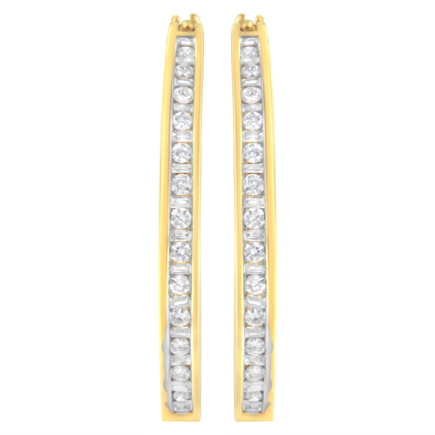 10K Yellow Gold 1/2 cttw Channel Set Hoop Earrings (H-I Clarity, SI2-I1 Color)