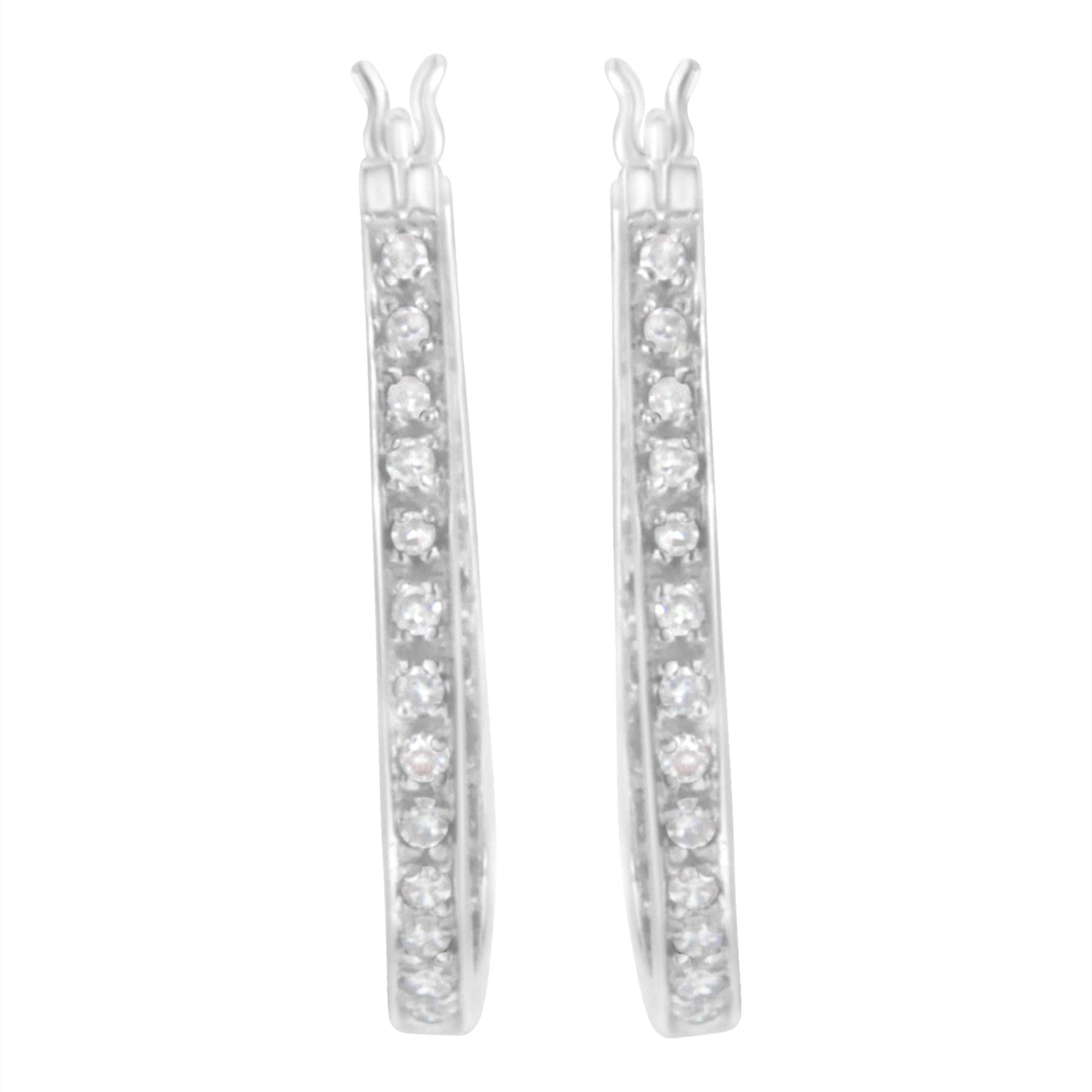 10K White Gold 1/2 Cttw Prong-Set Round-Cut Diamond Inside Out Hoop Earrings (I-J Color, I2-I3 Clarity)