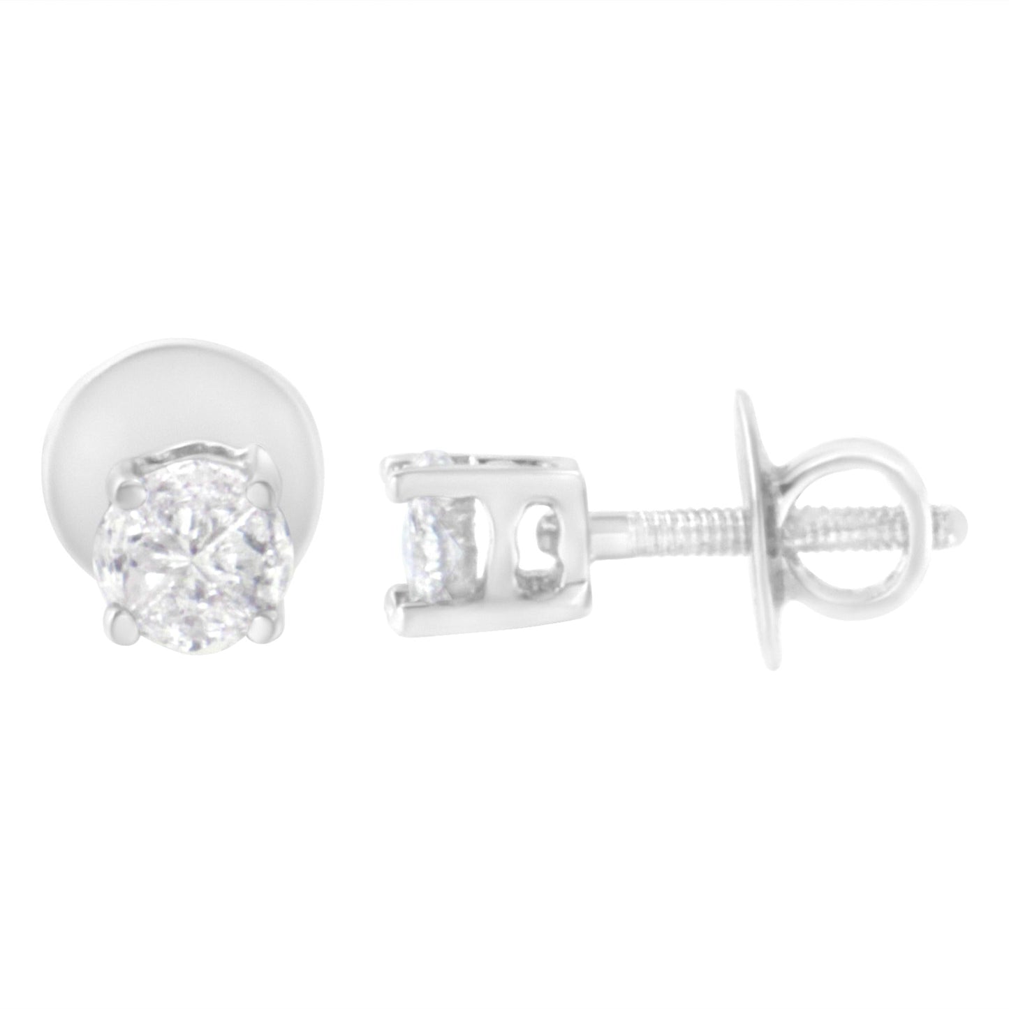 14K White Gold 1/2 Cttw Pie-Cut Diamond Solitaire Stud Earrings (H-I Color, SI1-SI2 Clarity)