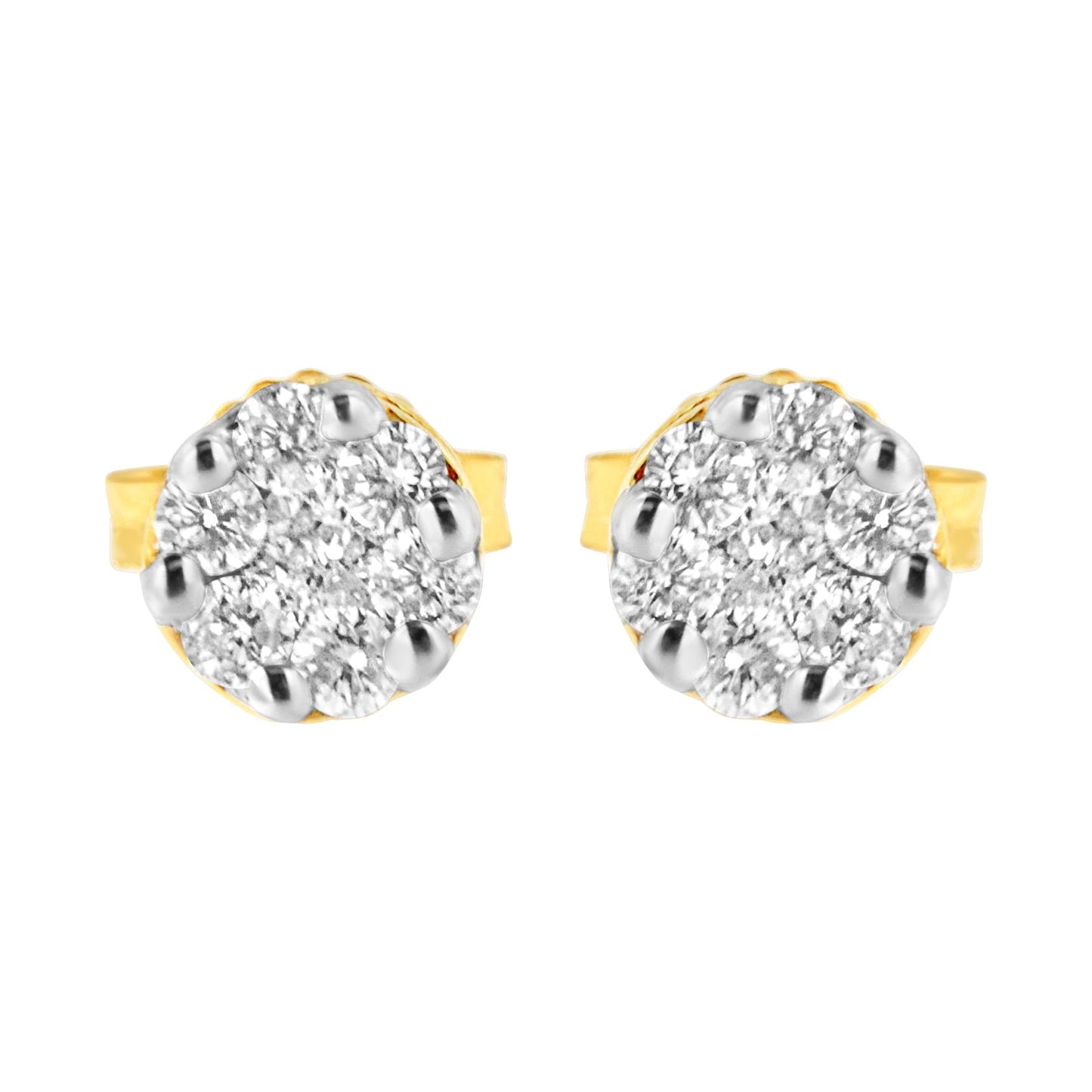 14K Yellow Gold 1/2 cttw Round Cut Diamond Earrings (H-I, SI2-I1)