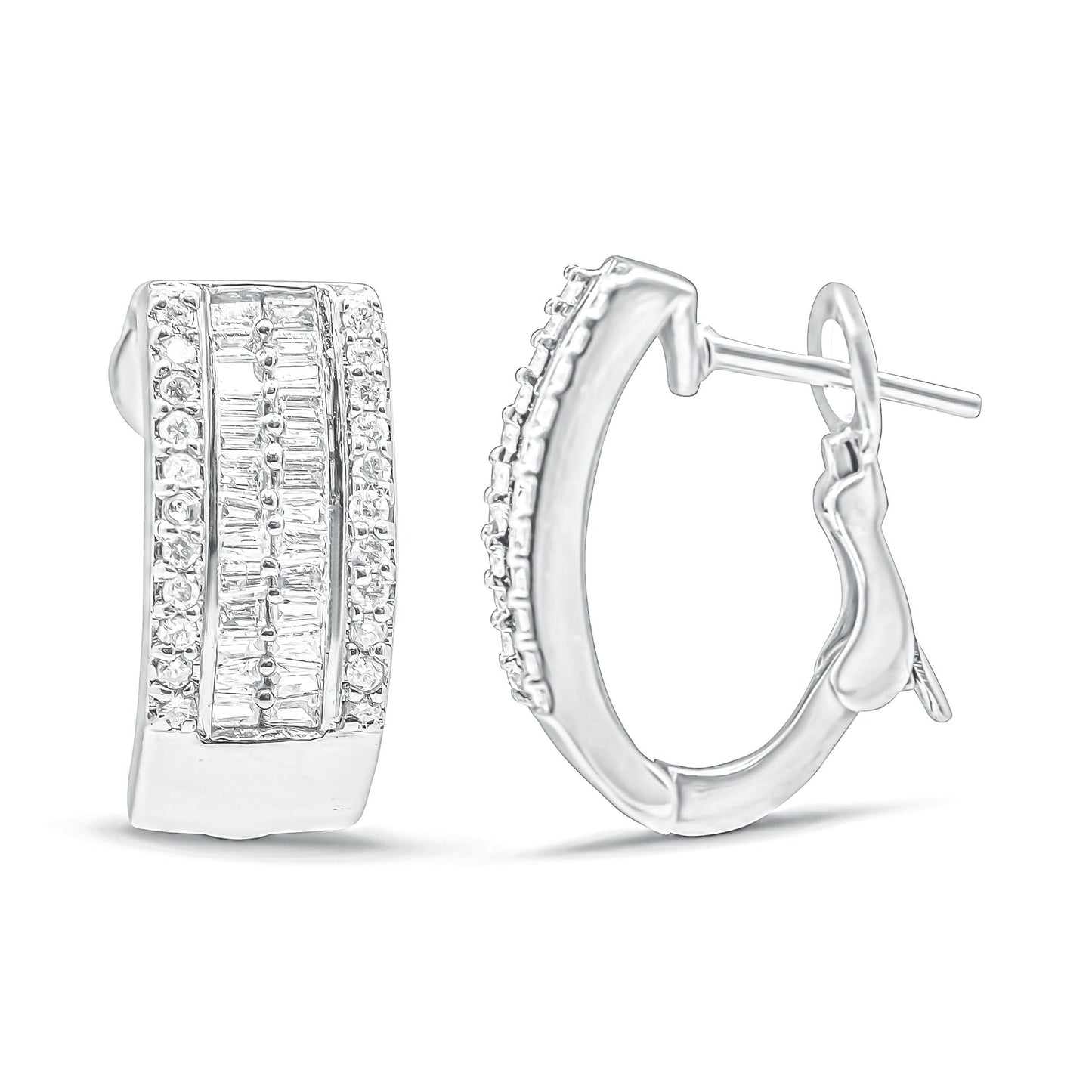 14K White Gold 1 cttw Diamond Huggy Earrings (H-I, SI2-I1)