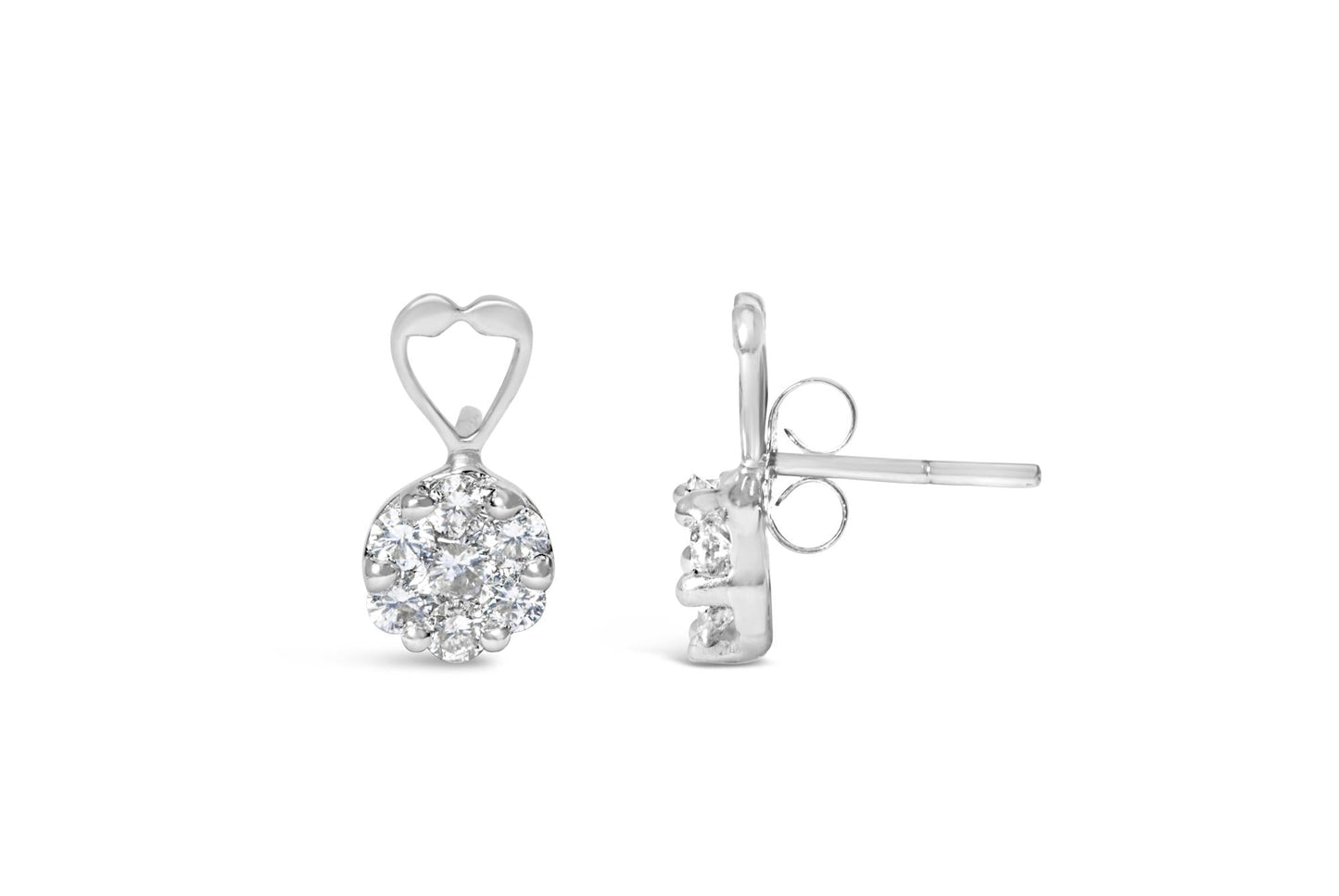 14K White Gold 1 1/4 cttw Round Cut Diamond Earrings (H-I, I1-I2)