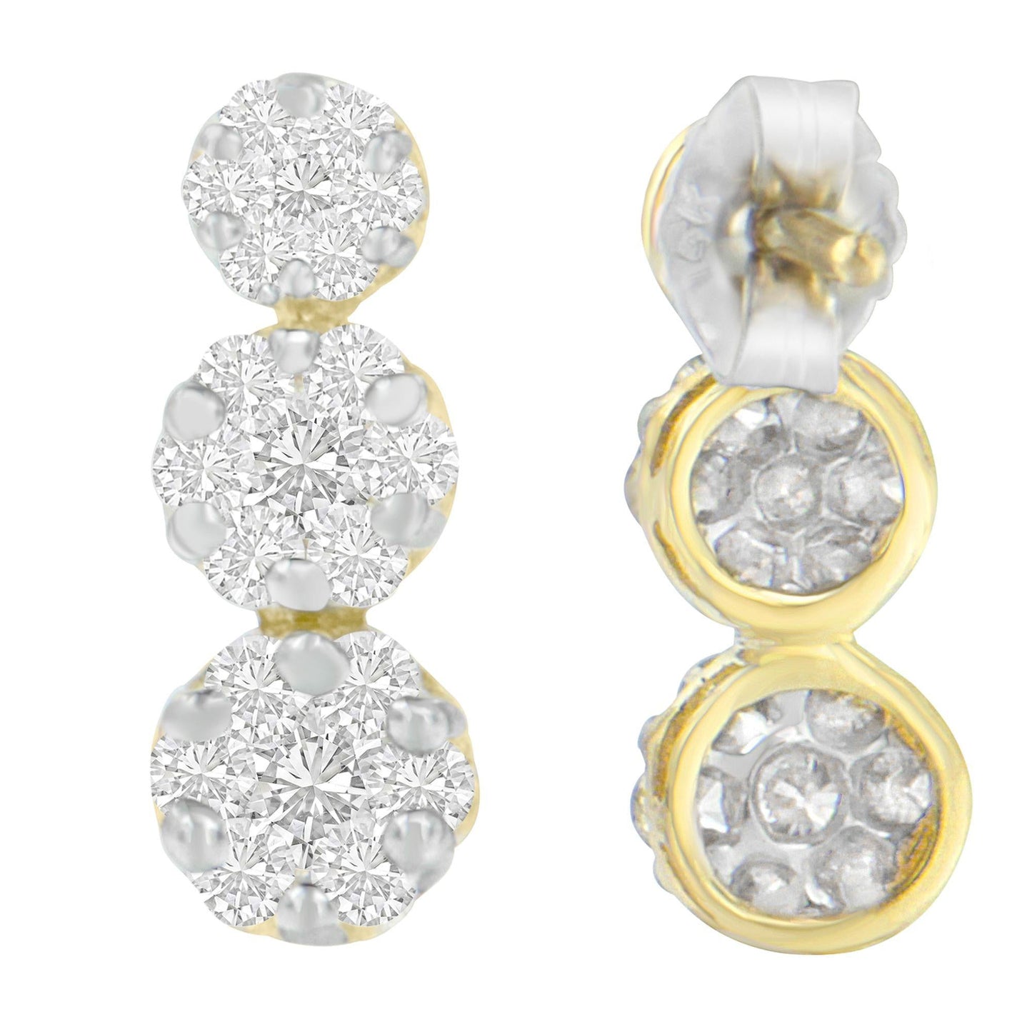 14K Yellow Gold 1 cttw Diamond Stud Earring (H-I, I1-I2)