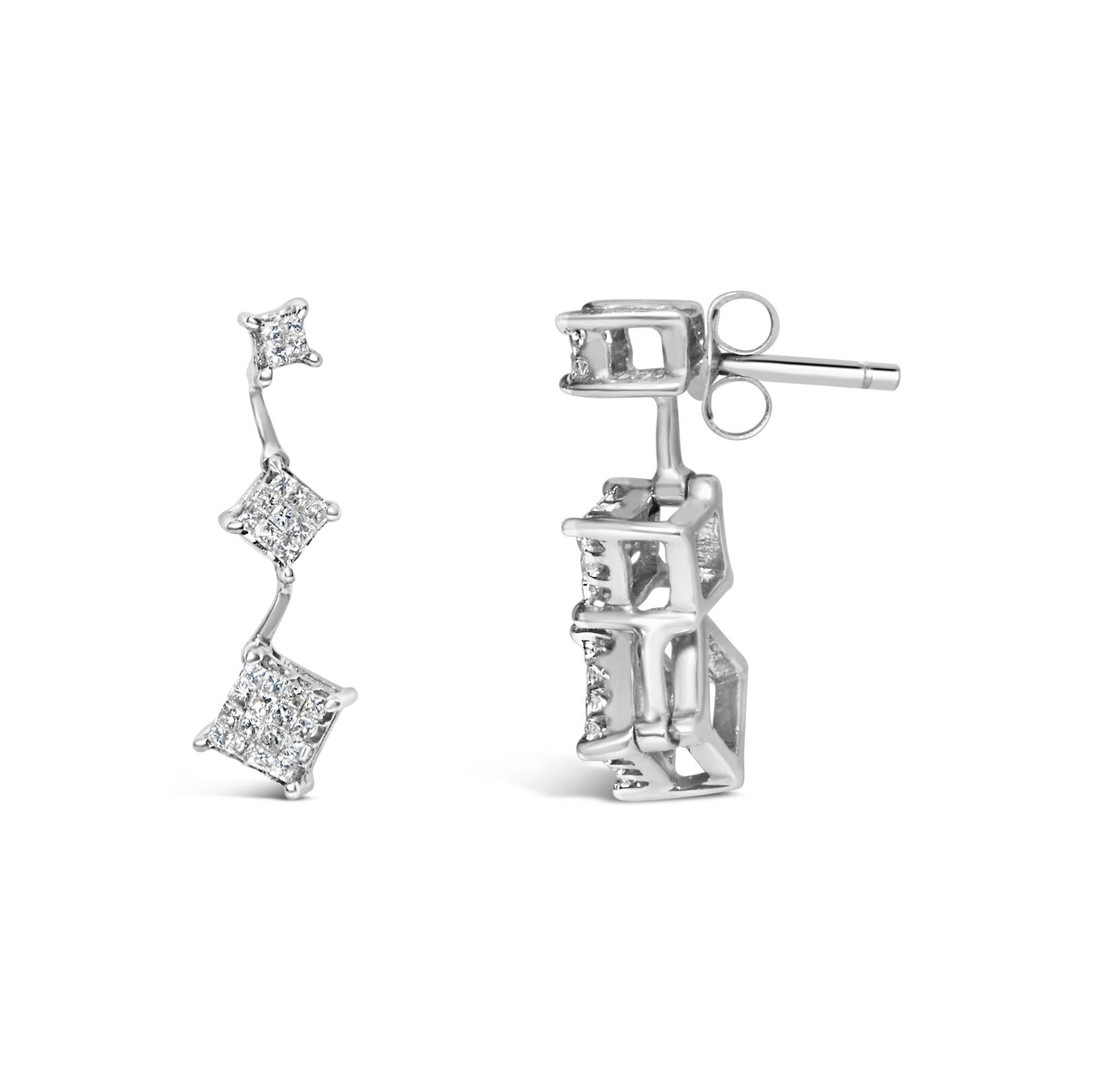 14K White Gold 1 cttw Princess Cut Diamond Earrings (G-H, VS1-VS2)