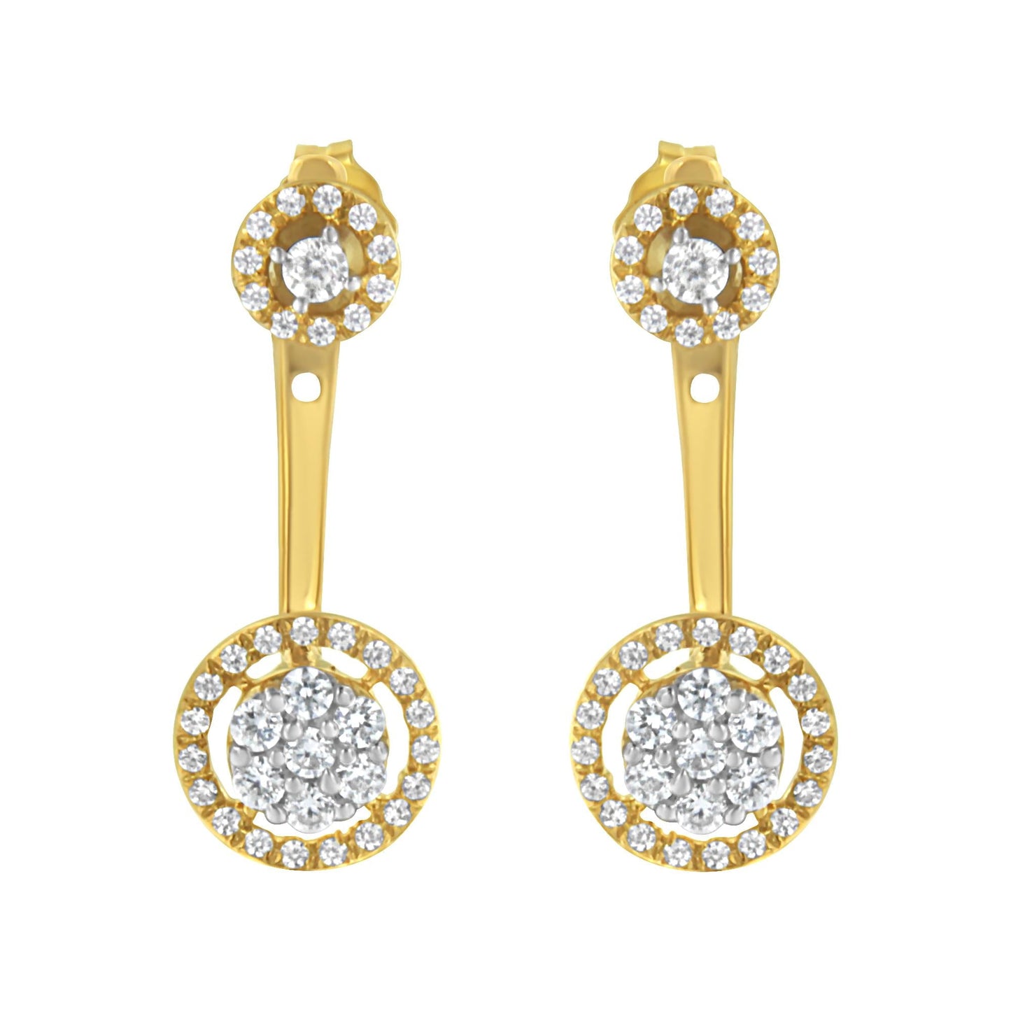 14K Yellow Gold Plated .925 Sterling Silver 5/8 Cttw Diamond Removable Stud and Dangle Earrings (I-J Color, I2-I3)