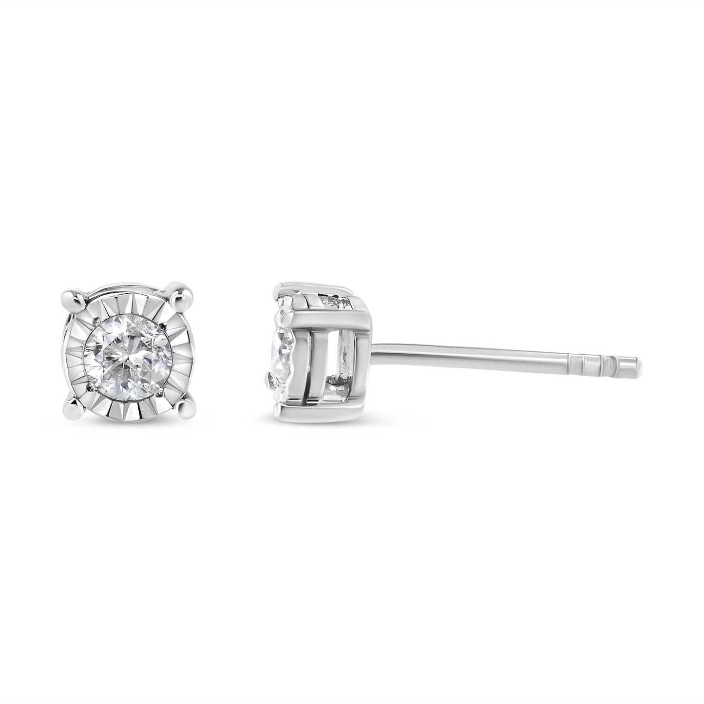 .925 Sterling Silver 1/5 Cttw Round Near Colorless Diamond Miracle-Set Stud Earrings