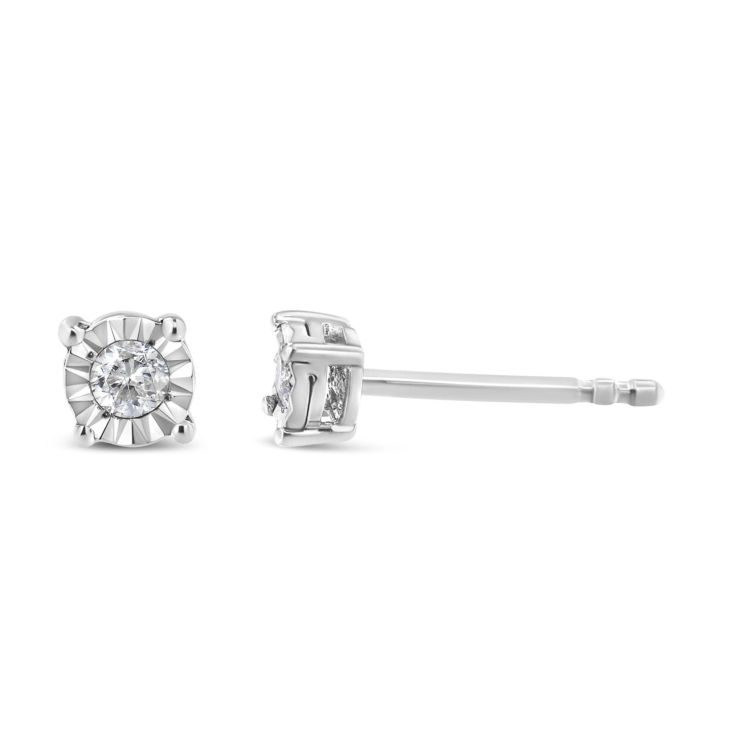 .925 Sterling Silver 1/10 Cttw Round Brilliant-Cut Diamond Miracle-Set Stud Earrings