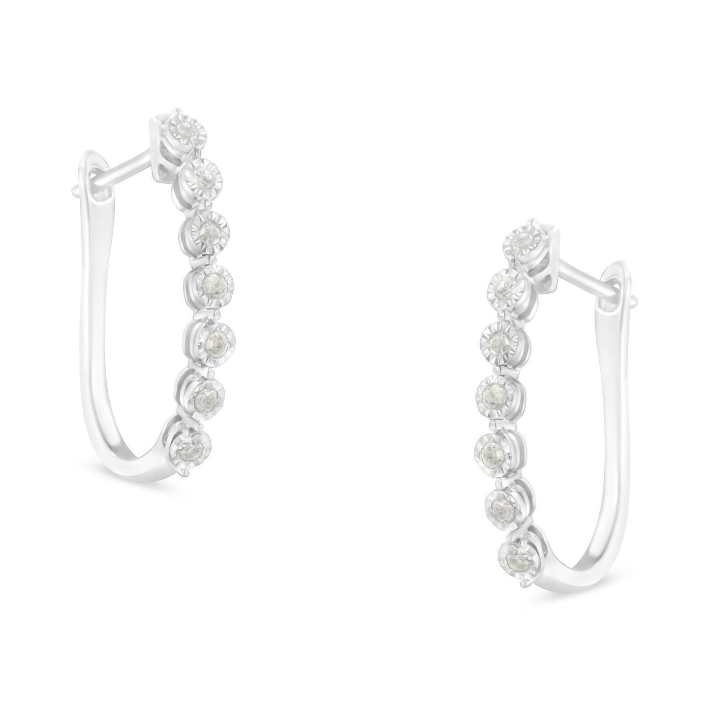 .925 Sterling Silver 1/2 cttw Miracle-Set Diamond 7 Stone Hoop Earrings (I-J Color, I3 Clarity)