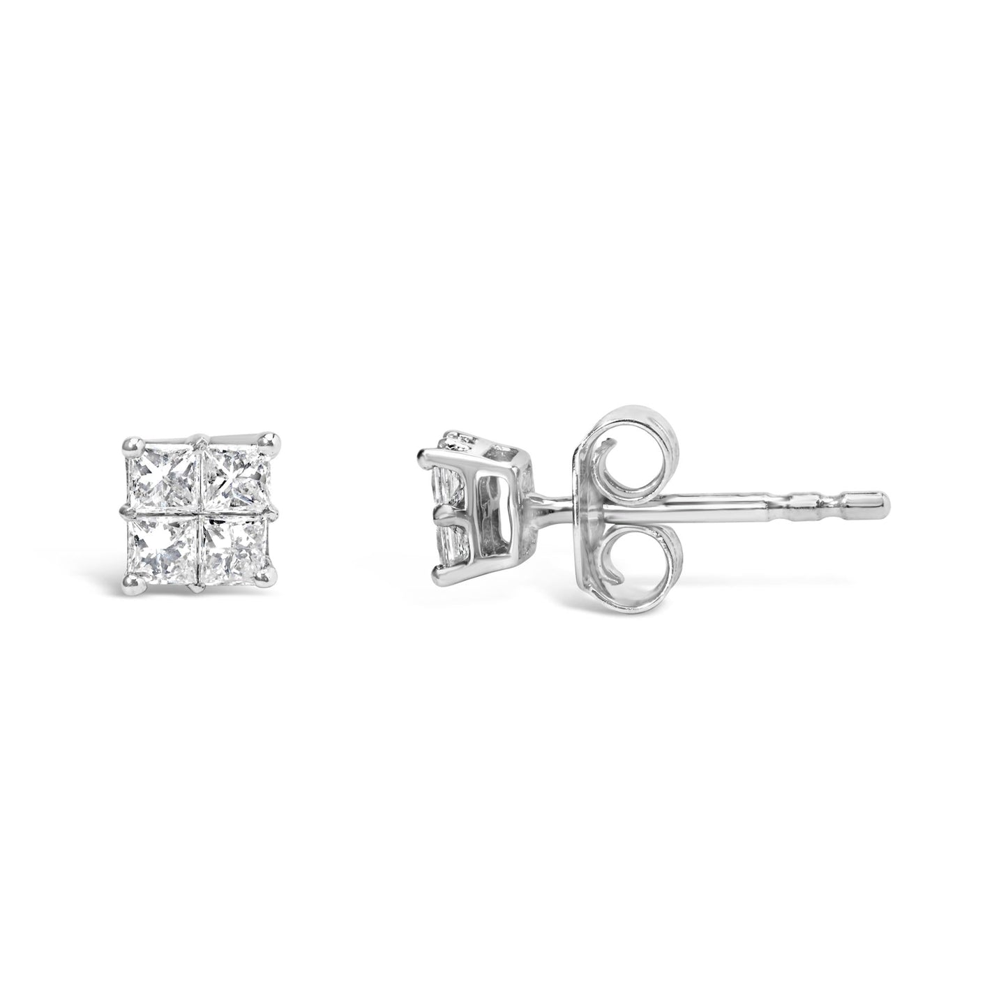 10KT White Gold Diamond Composite Stud Earring (1/4 cttw, H-I Color, I1-I2 Clarity)