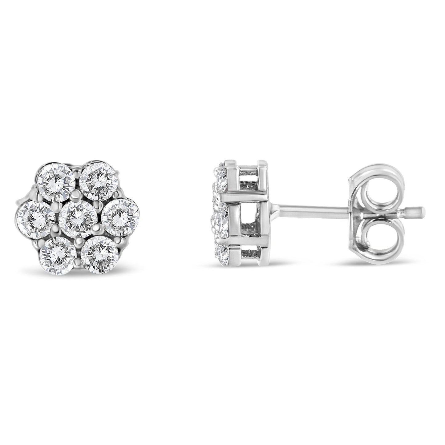 .925 Sterling Silver 1/2ct Cttw Lab Grown Diamond Floral Stud Earrings (F-G Color, SI1-SI2 Clarity)