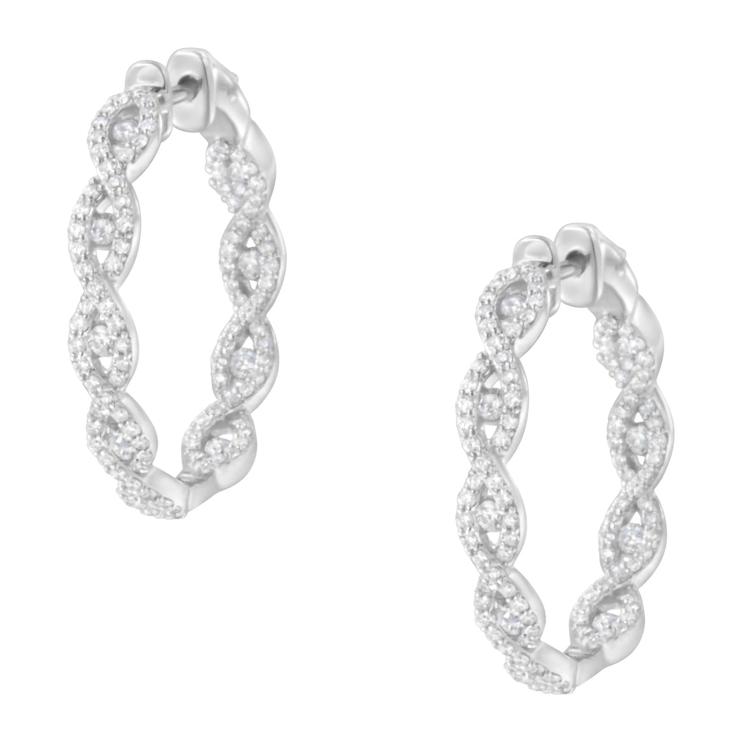 10K White Gold Diamond Hoop Earrings (1 1/2 cttw, H-I Color, I1-I2 Clarity)