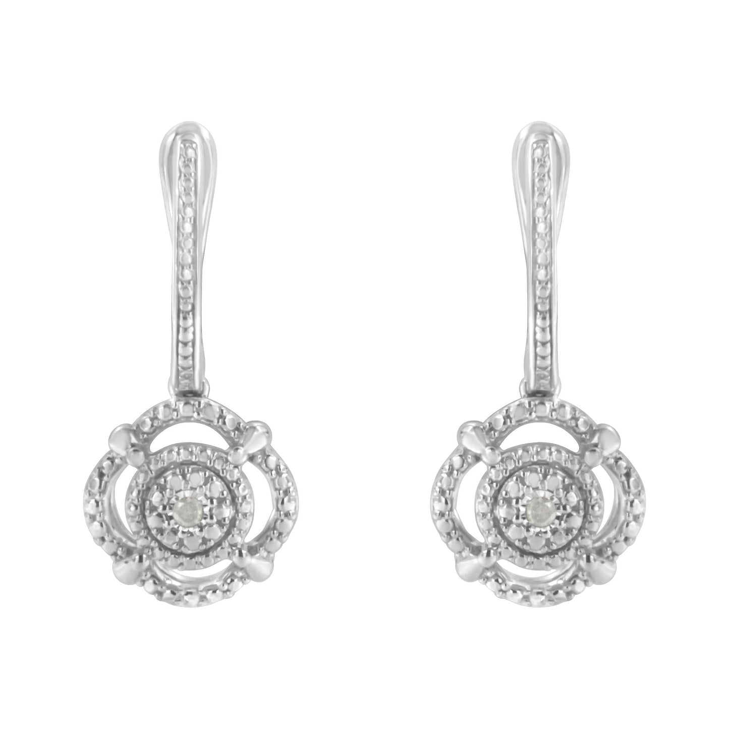 .925 Sterling Silver Miracle-Set Diamond Accent Drop and Dangle Earrings (I-J Color, I3 Clarity)