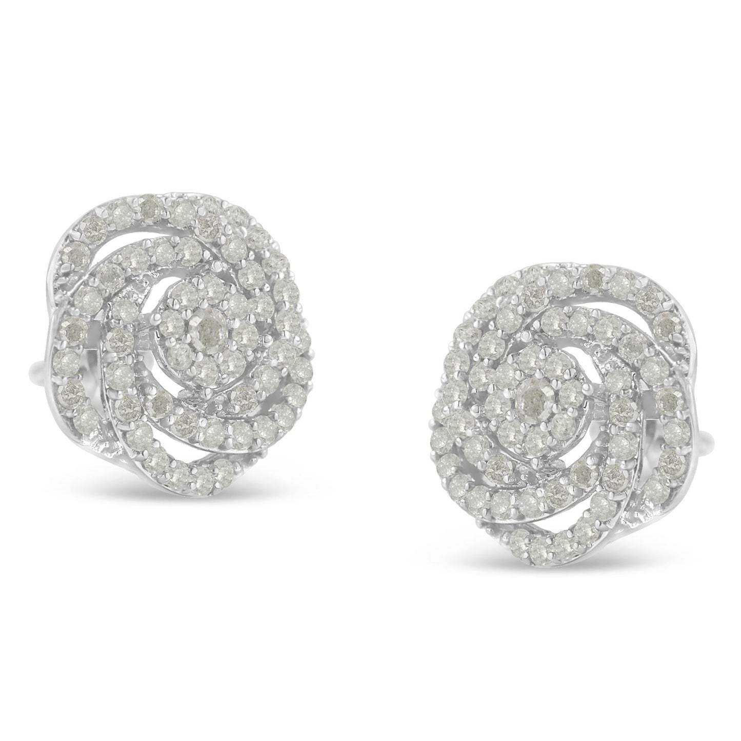 10KT White Gold Diamond Flower Stud Earring (1/2 cttw, I-J Color, I1-I2 Clarity)