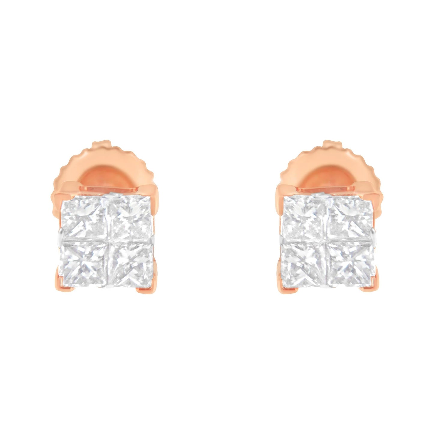 10K Gold Princess Diamond Composite Stud Earring (1/2 cttw, I-J Color, I1-I2 Clarity)