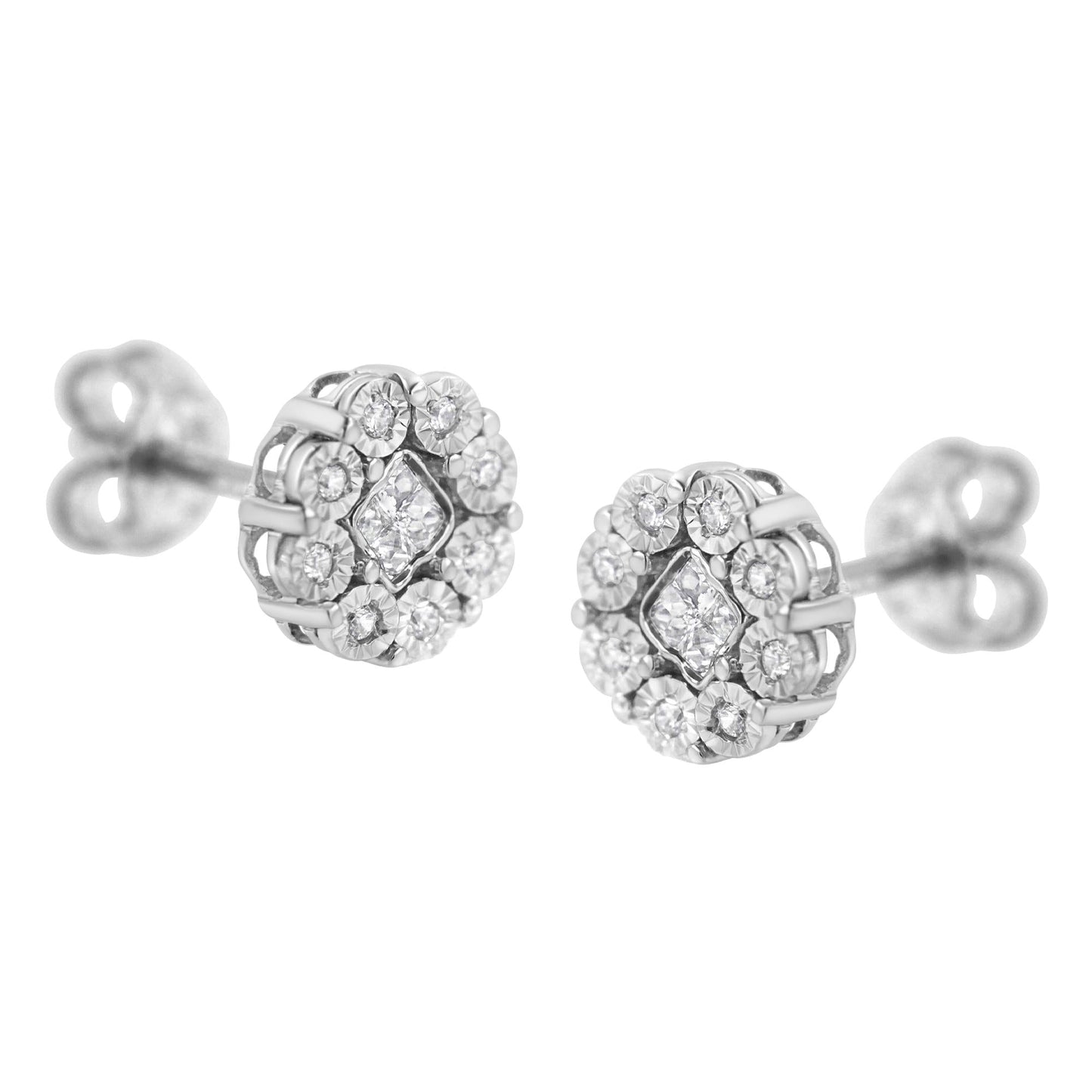 10KT White Gold 1/4ct Diamond Floral Cluster Stud Earring (I-J, I1-I2)