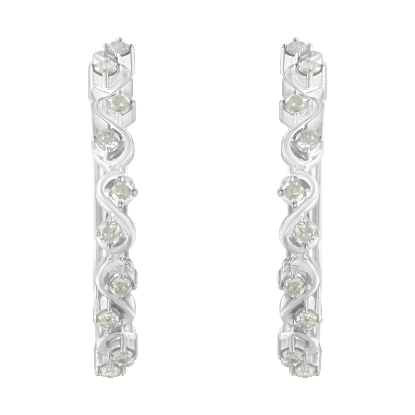 Sterling-Silver Diamond Hoop Earring (1/2 cttw, I-J Color, I3 Clarity)