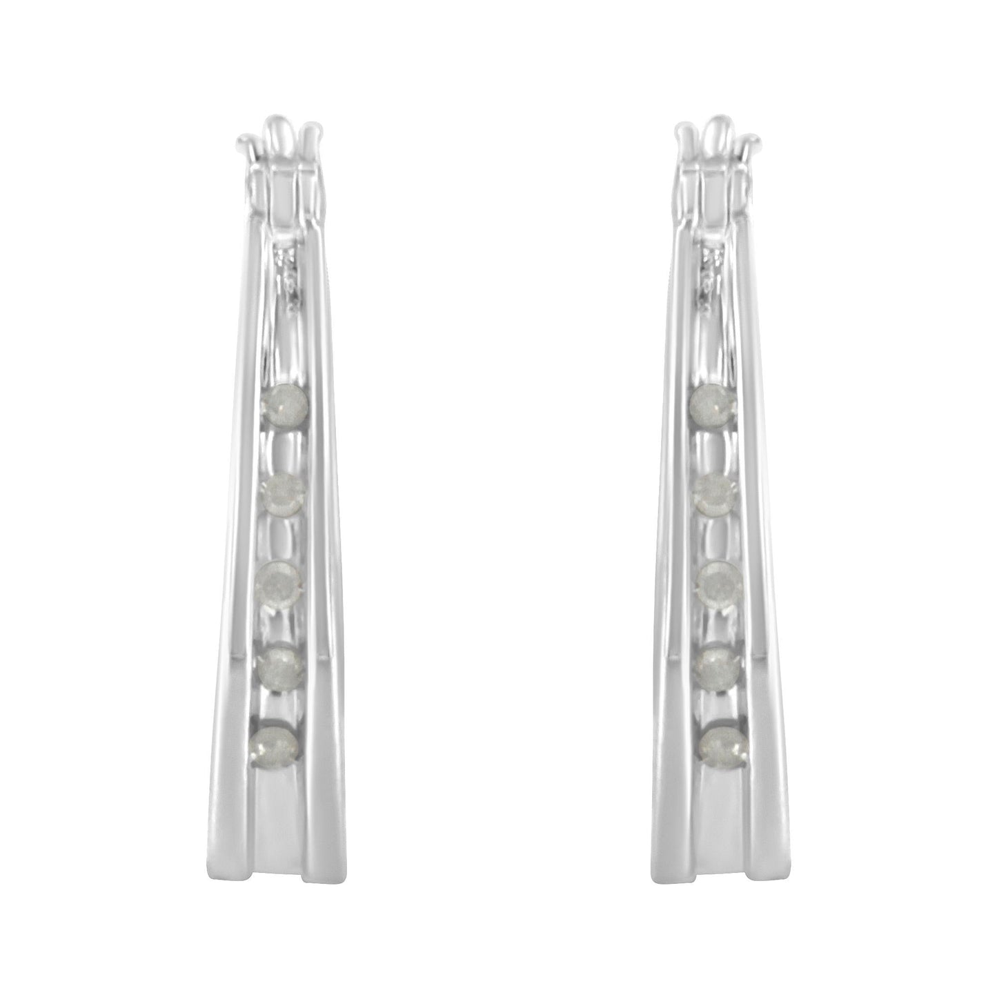 .925 Sterling Silver 1/10 Cttw Diamond Hoop Earrings (I-J Color, I3 Clarity)