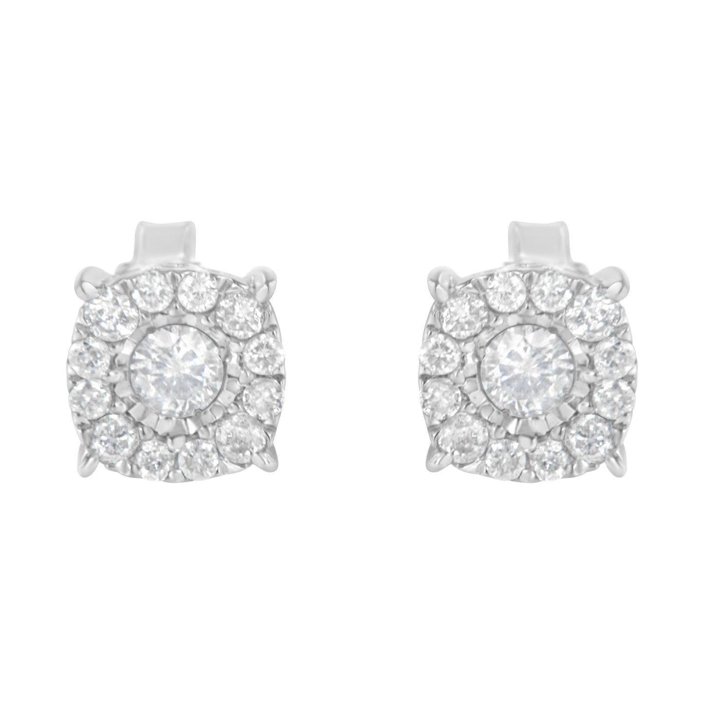 Sterling Silver Diamond Square Stud Earring (1/2 cttw, I-J Color, I2-I3 Clarity)