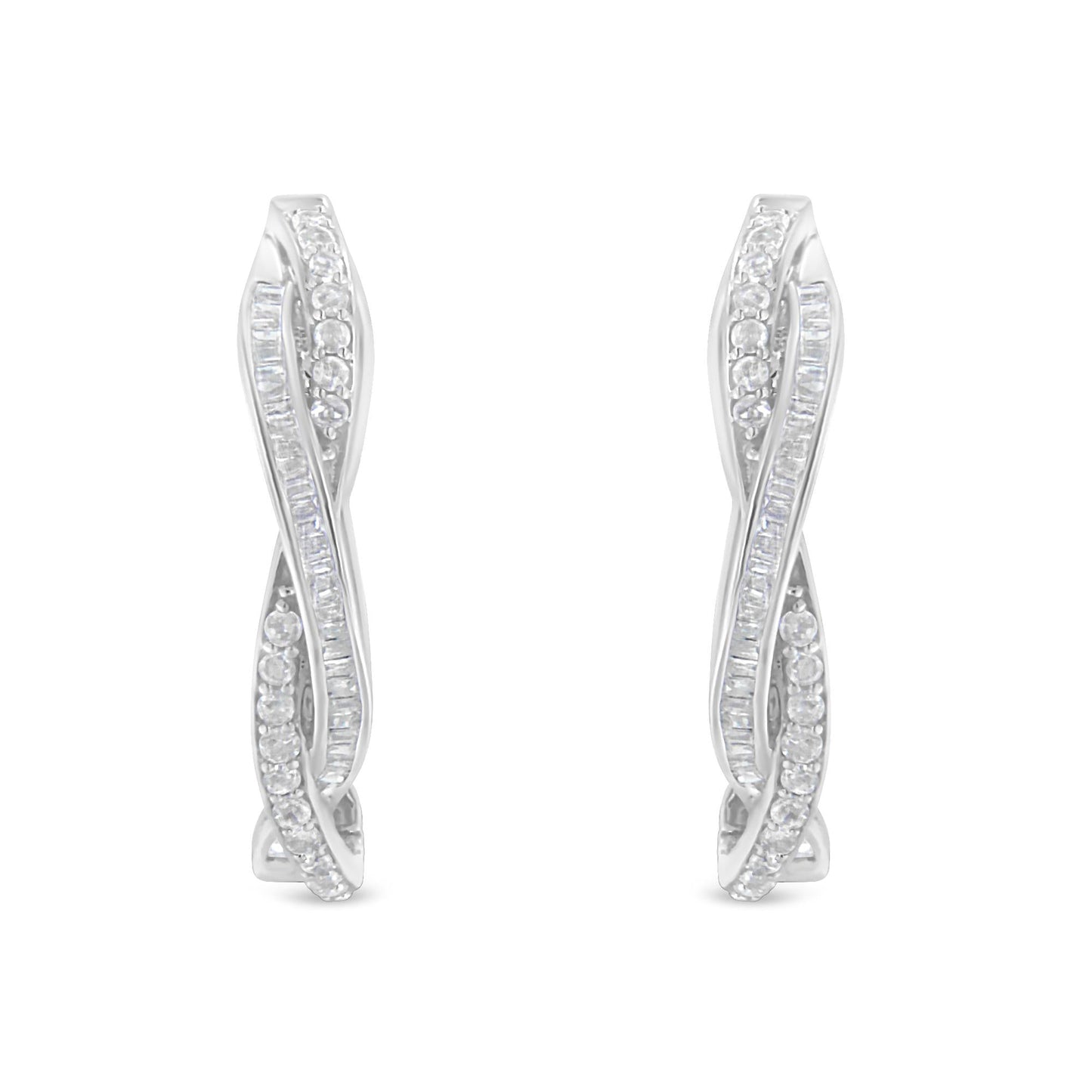 Sterling-Silver Diamond Hoop Earring (0.75 cttw, I-J Color, I2-I3 Clarity)