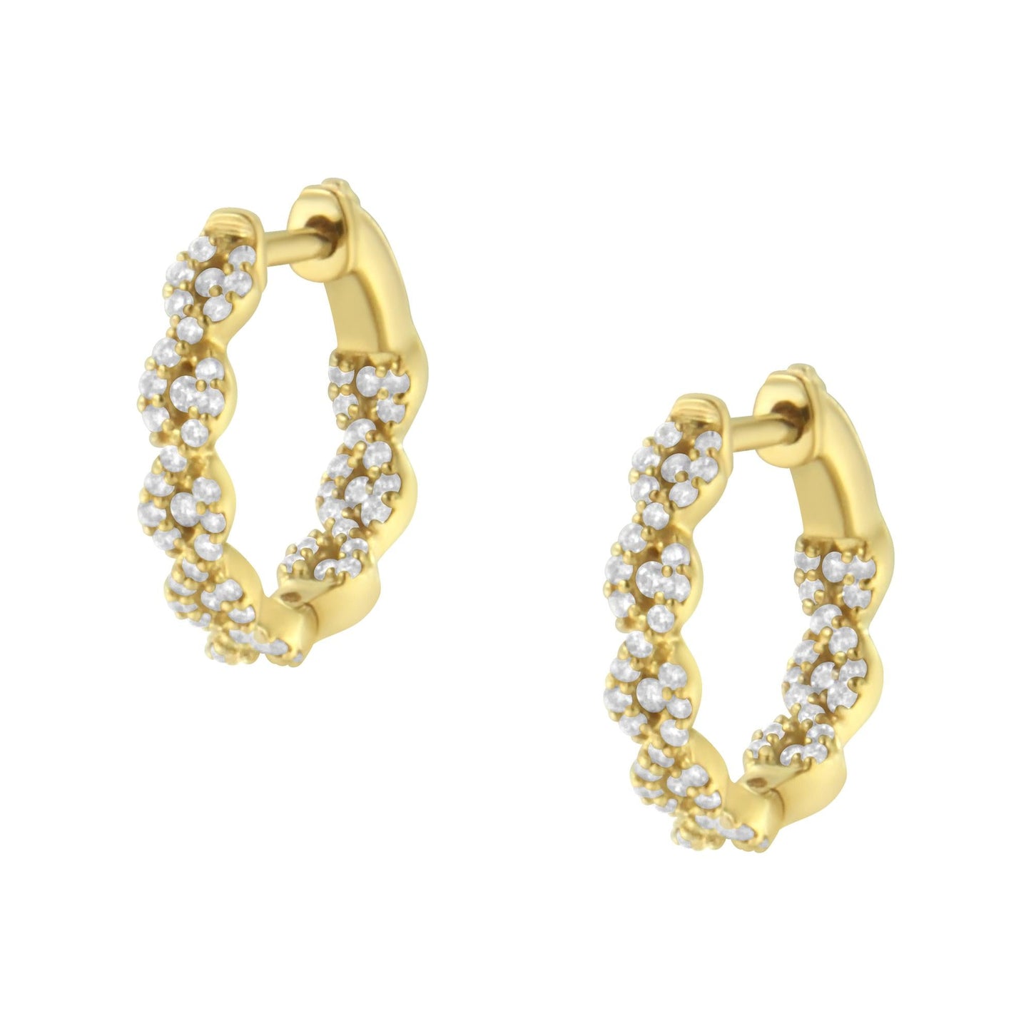 10K Yellow Gold Diamond Huggy Earrings (1/2 cttw, H-I Color, I1-I2 Clarity)