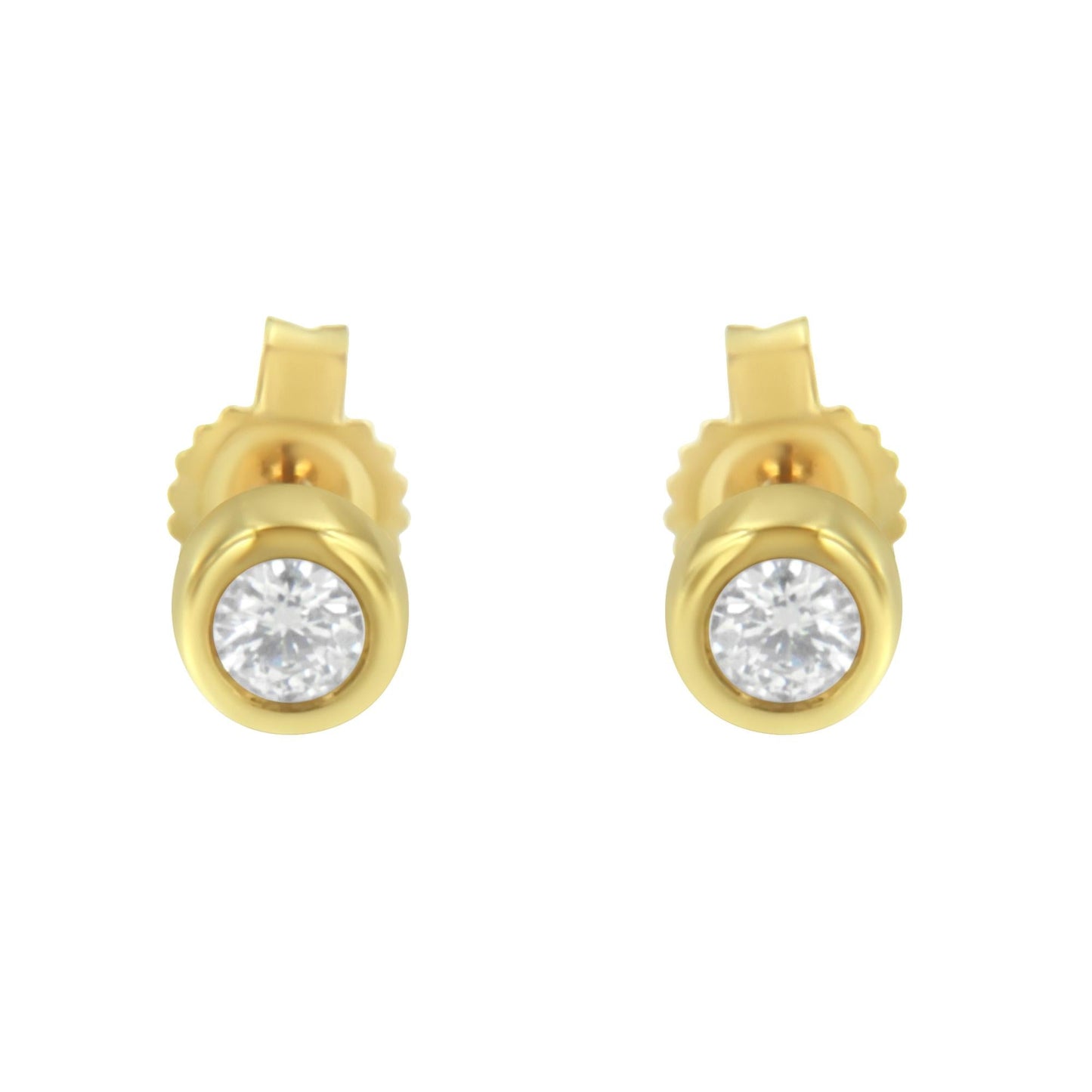 10K Gold 0.15 Cttw Round Brilliant-Cut Near Colorless Diamond Bezel-Set Stud Earrings (H-I Color, I1-I2 Clarity)