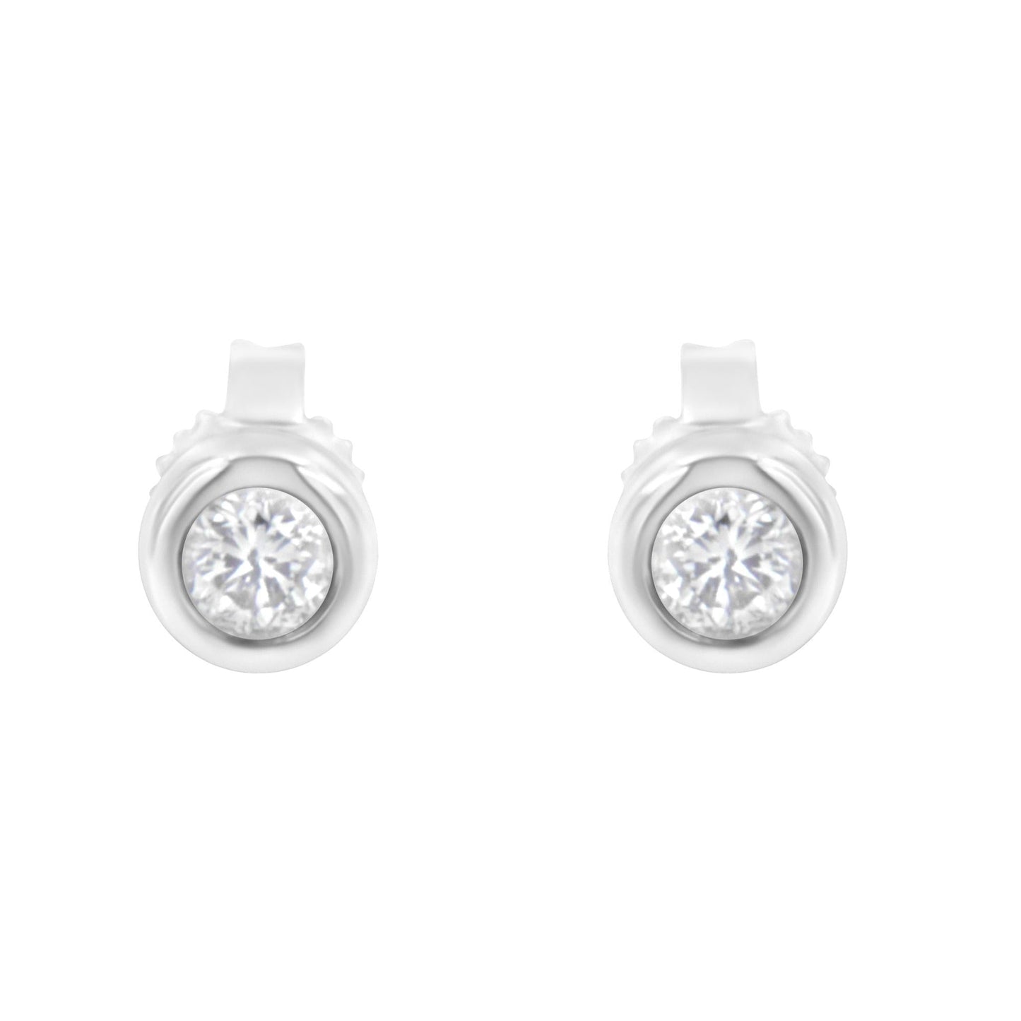 10K Gold 1/4 Cttw Round Brilliant-Cut Near Colorless Diamond Bezel-Set Stud Earrings (H-I Color, I1-I2 Clarity)