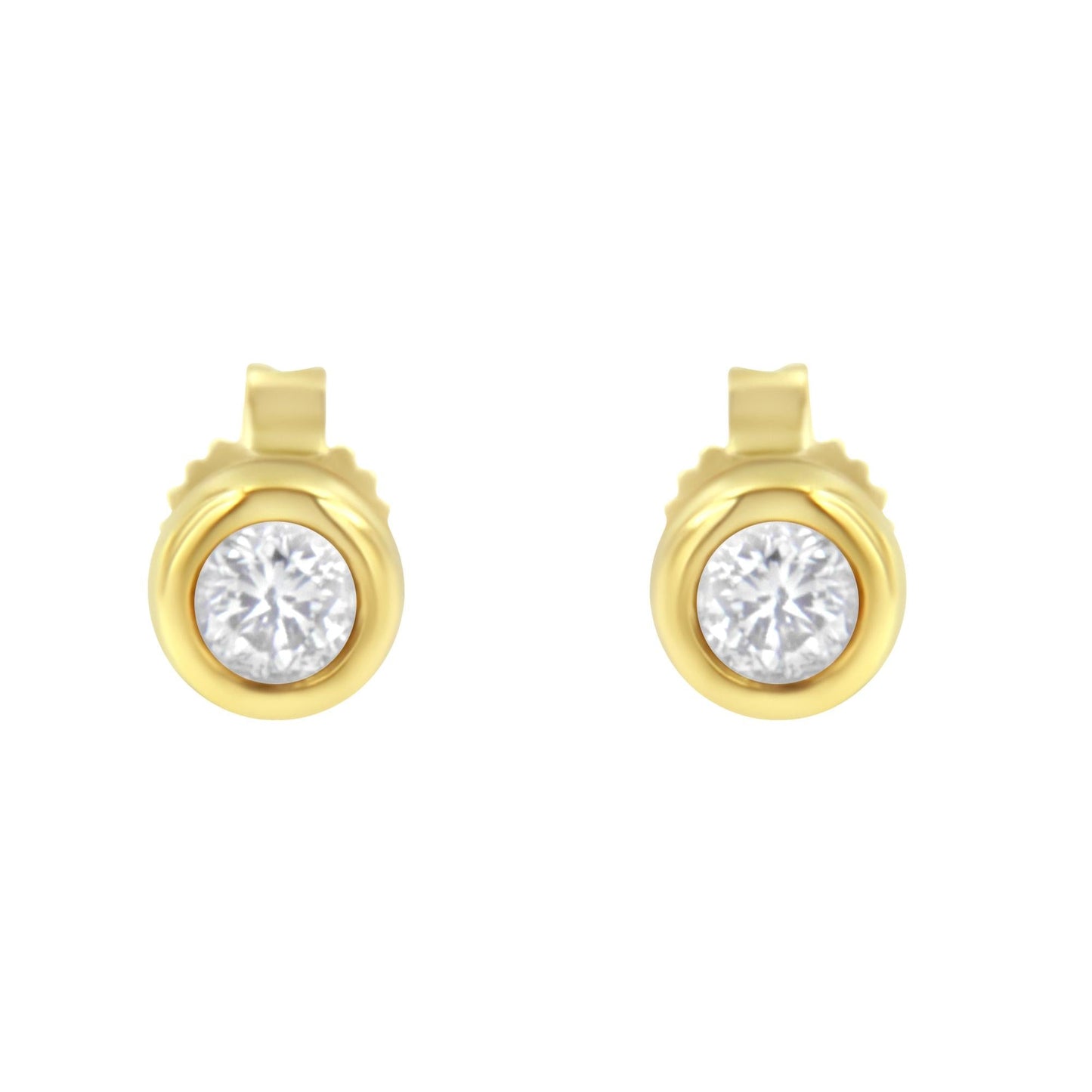 10K Gold 1/4 Cttw Round Brilliant-Cut Near Colorless Diamond Bezel-Set Stud Earrings (H-I Color, I1-I2 Clarity)